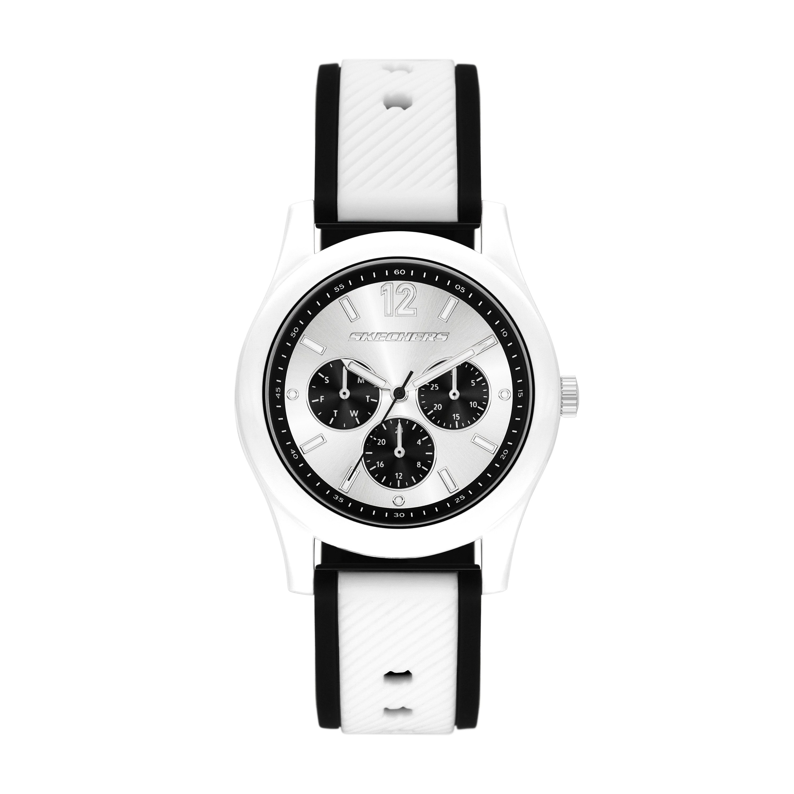 Skechers Quarzuhr Brooklake SR6384, Armbanduhr, Damenuhr, Silikonarmband, analog, Tag, Wochentag