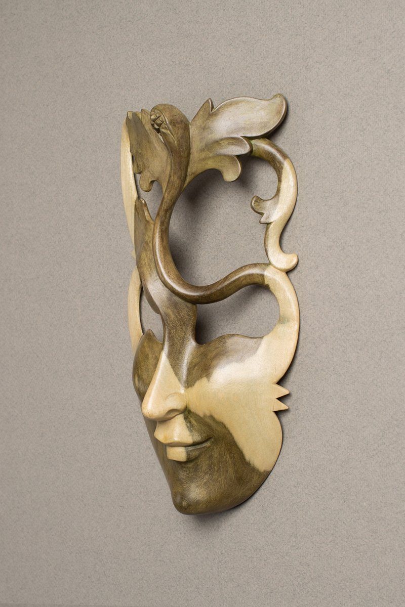 Rikmani aus Masken Wandskulpturen Wanddekoration handgearbeitet aus - Wanddekoobjekt Holz, Maske Vollholz