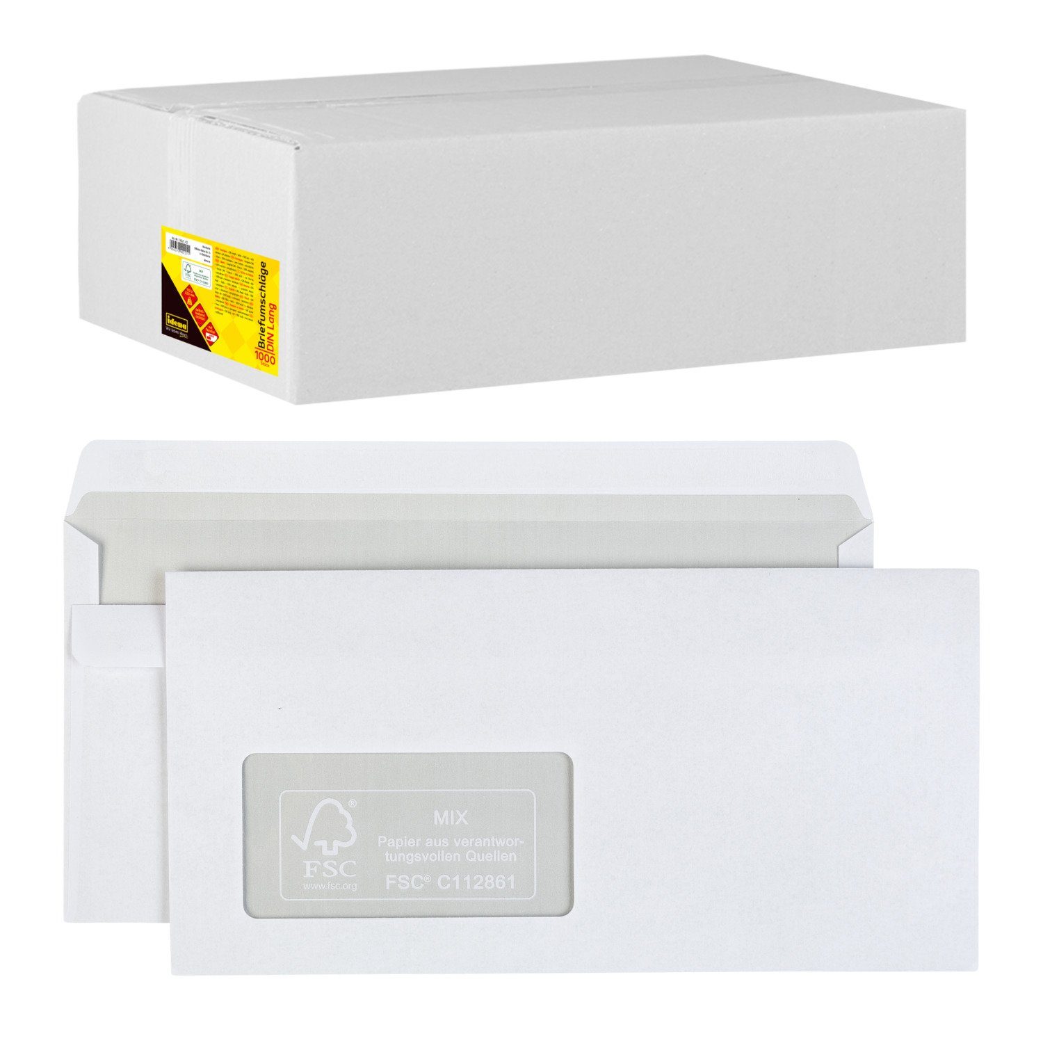 Idena Briefumschlag Idena 10221 - Briefumschläge lang, 75 g/m², selbstklebend, mit Fenster