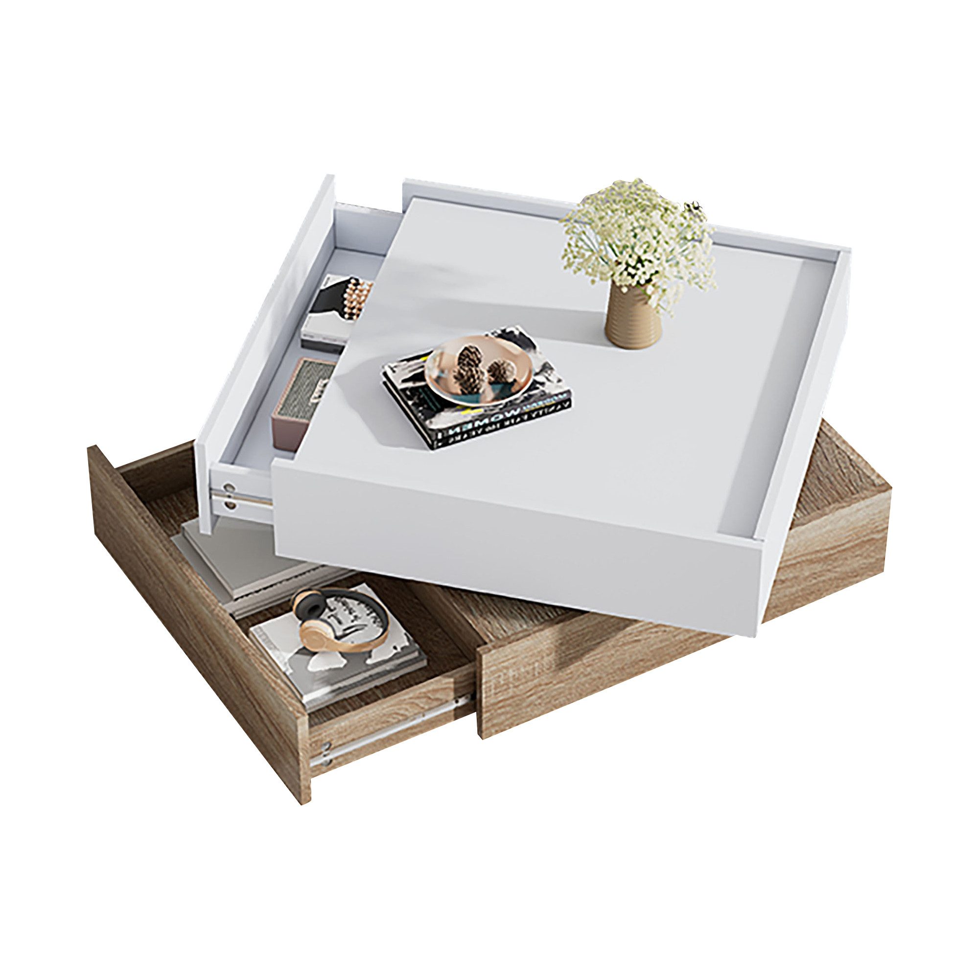 OKWISH Couchtisch 360° drehbare Tischplatte (Satztisch, günstig online kaufen