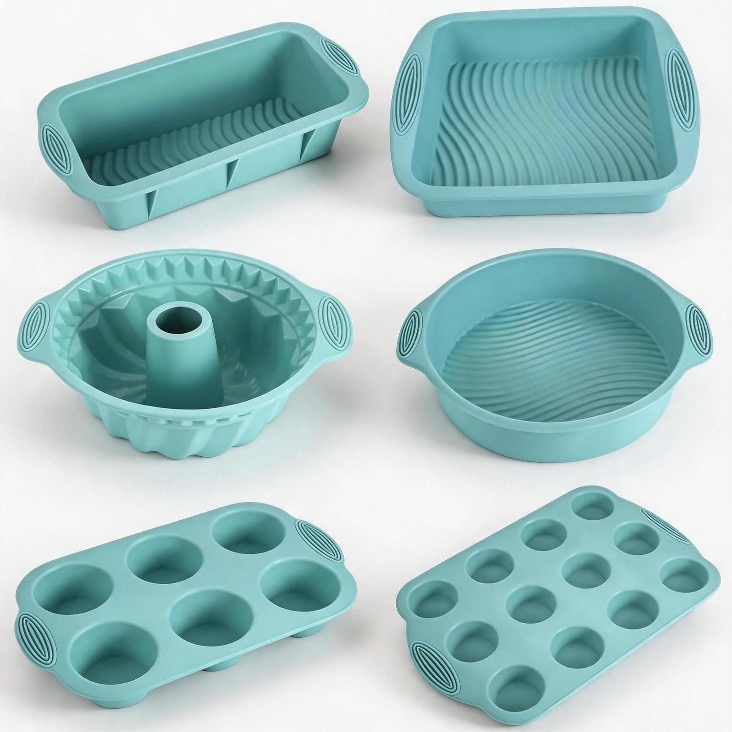 LuxusKollektion Silikonform 6-in-1 Silikon Backform Set Kuchen Muffins Brot