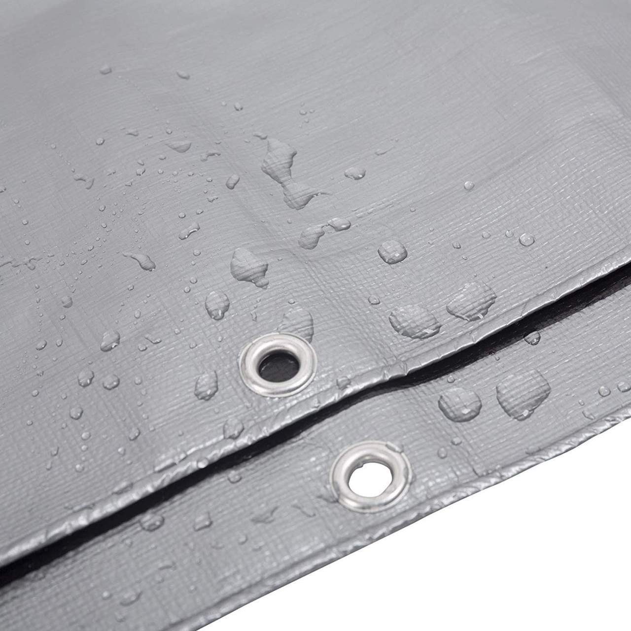 Woltu Pool-Abdeckplane (1-St), 180g/m² PE Gewebeplane mit Ösen grau