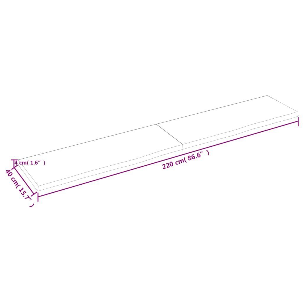 Massivholz cm Wandregal Unbehandelt 220x40x(2-4) furnicato Eiche