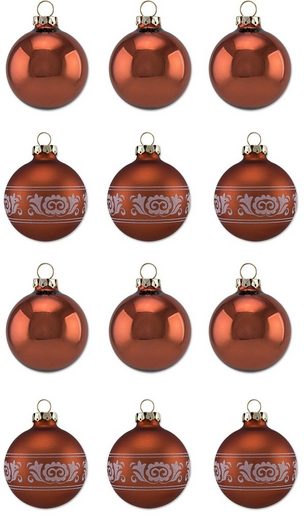 Thüringer Glasdesign Weihnachtsbaumkugel »Kupfer Glanz« (12 Stück), Made in Germany