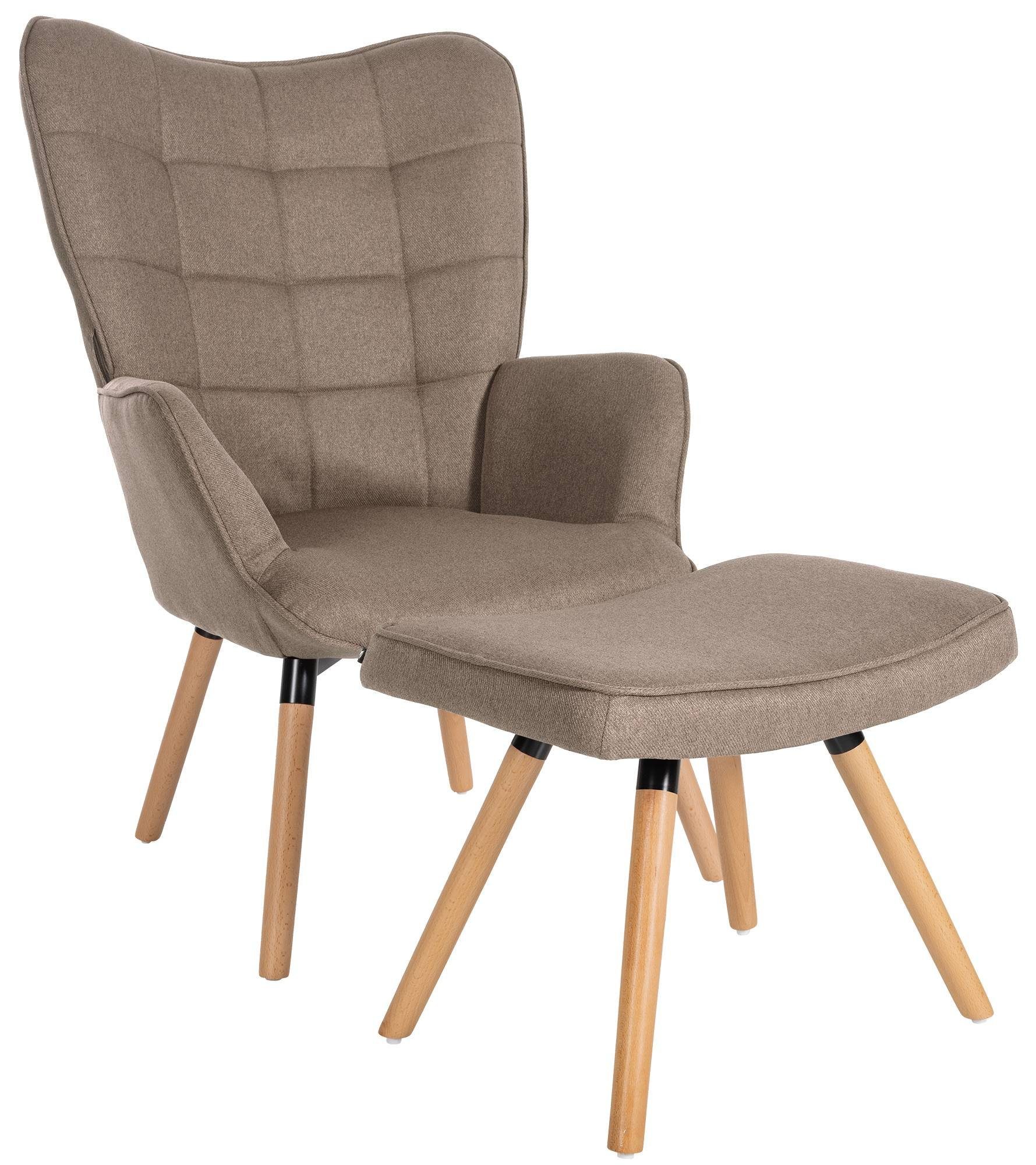 CLP Loungesessel Garding, 2-tlg., Sessel mit Hocker, Stoff-Bezug