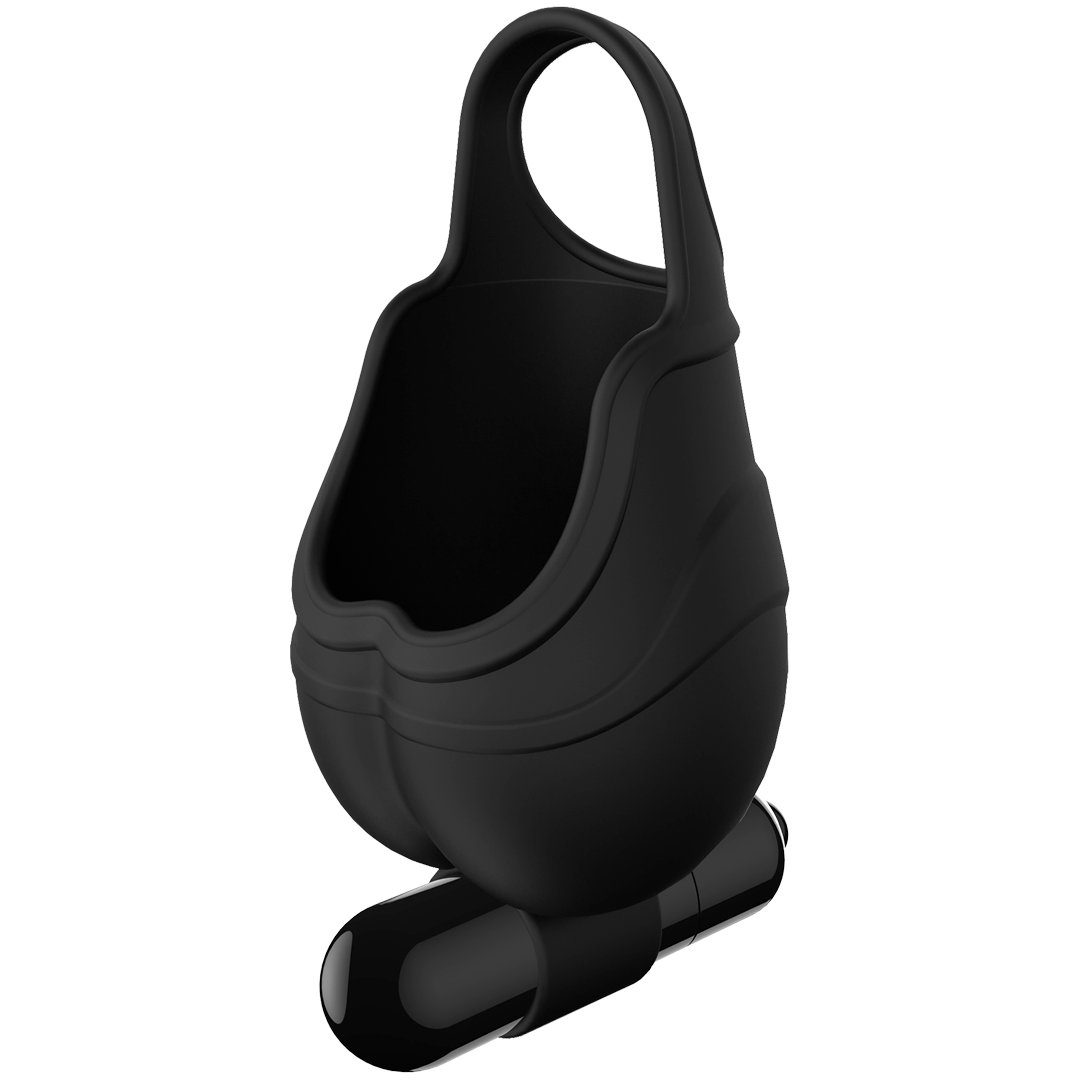 Dream Toys Penis-Hoden-Ring Hodensack aus mit Silikon schwarz - Vibration
