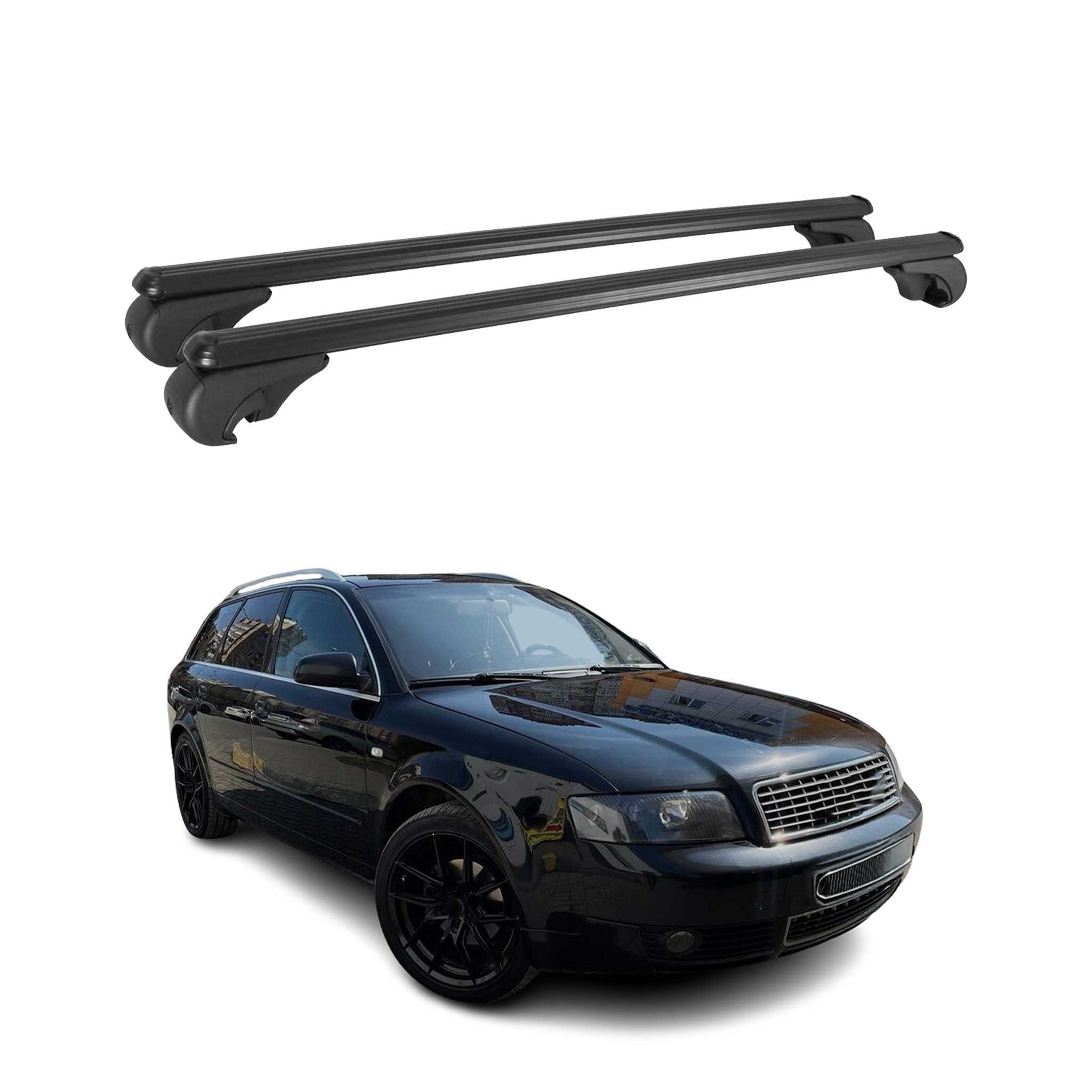 OMAC Dachträger Querträger für Audi A4 Avant B6 2001-2004 Alu Schwarz 2x (2-St), Wasserbeständig,Abnehmbar,Multifunktional,Leichtgewichtig