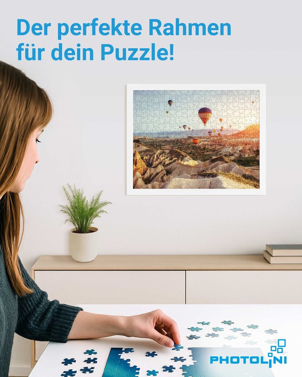PHOTOLINI Bilderrahmen für Puzzle, Puzzlerahmen mit Acrylglas zum Aufhängen, für 1 Bilder (1 Einzelrahmen), 100-500 Teile im Endformat 36x49 cm