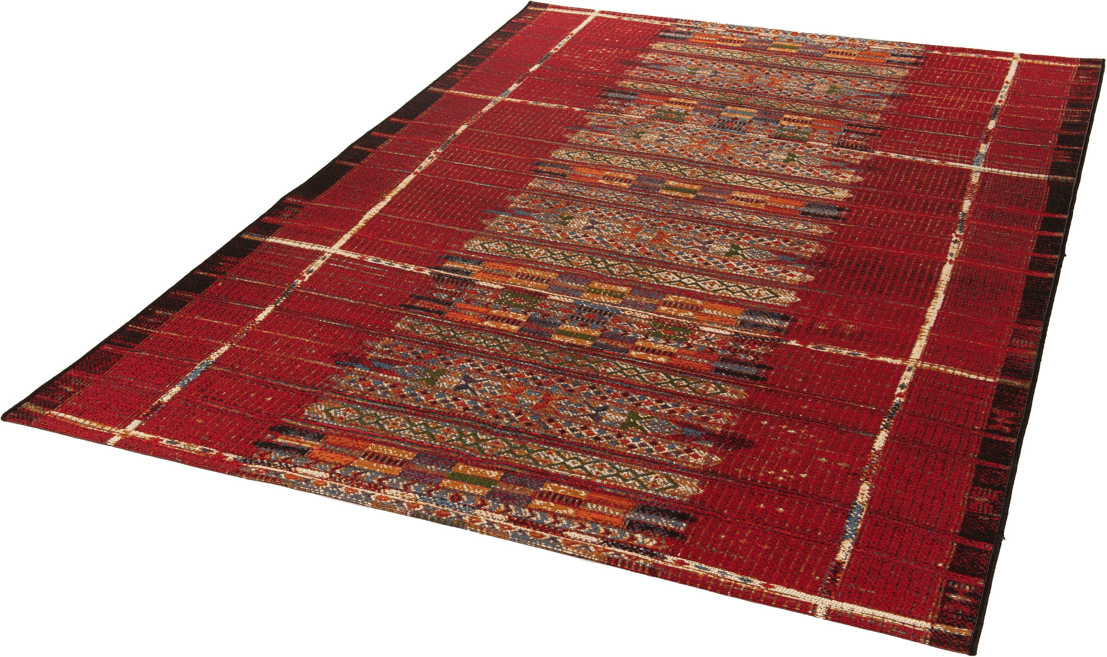 Teppich Outdoor-Africa 38, mm, 5 Outdoor geeignet und Ethno Style, rechteckig, rot Gino In- Flachgewebe, Falcone, Höhe