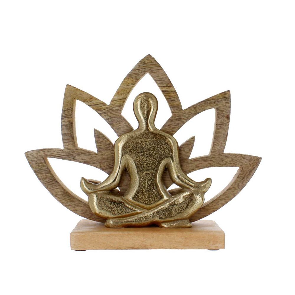 MICA Dekofigur Standdeko - Lotusblüte mit Yogafigur - gold/braun - ca. 25 x günstig online kaufen
