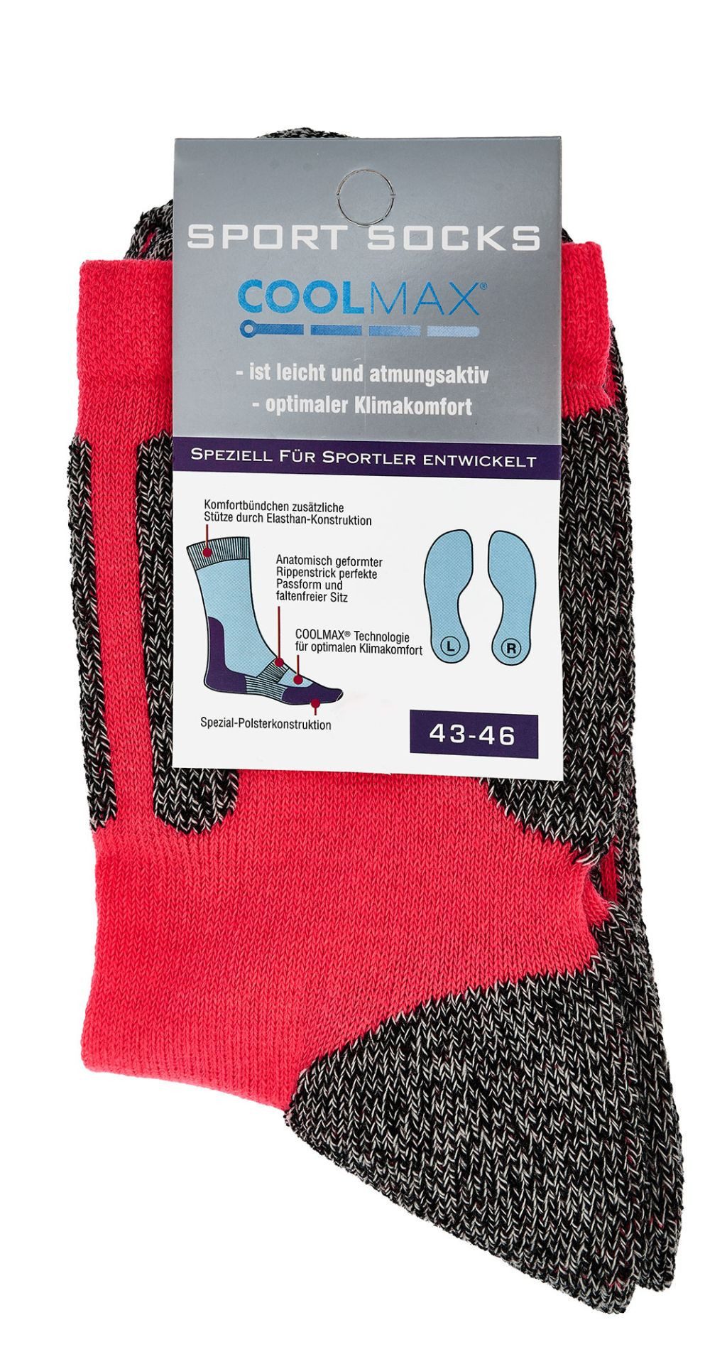 TippTexx 24 Sportsocken 2 Paar COOLMAX Trekkingsocken NEON-Farben Sport- un günstig online kaufen