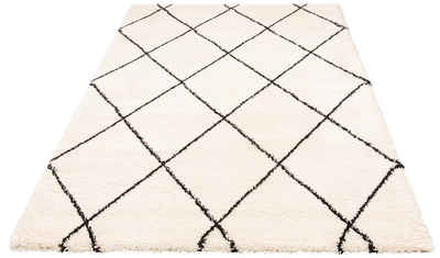 Hochflor-Teppich »Belle«, Leonique, rechteckig, Höhe 35 mm, Rauten Design, weiche Haptik, ideale Teppiche für Wohnzimmer, Schlafzimmer, Esszimmer, Arbeitszimmer