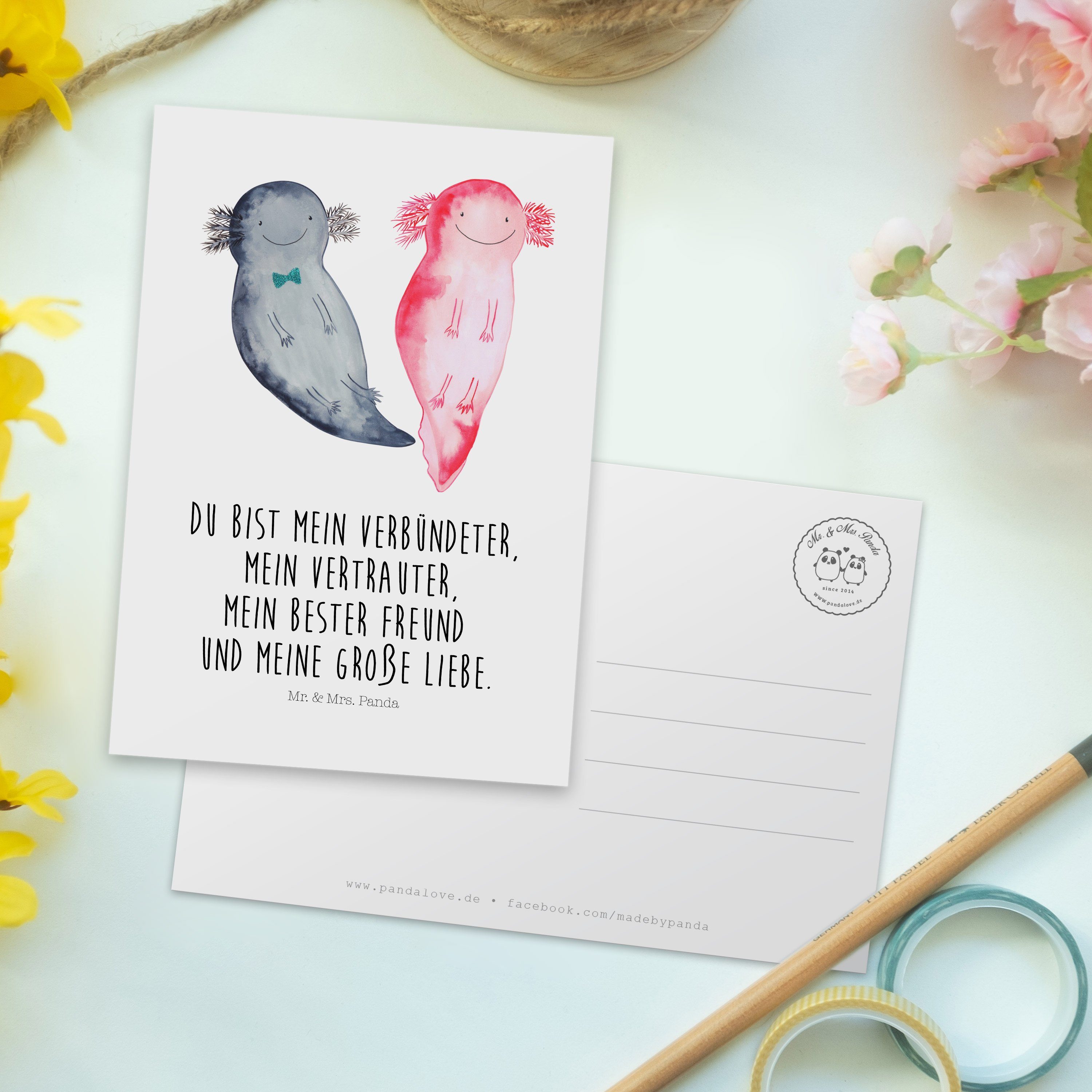 Mr. & Mrs. Panda Postkarte Axolotl Freundin