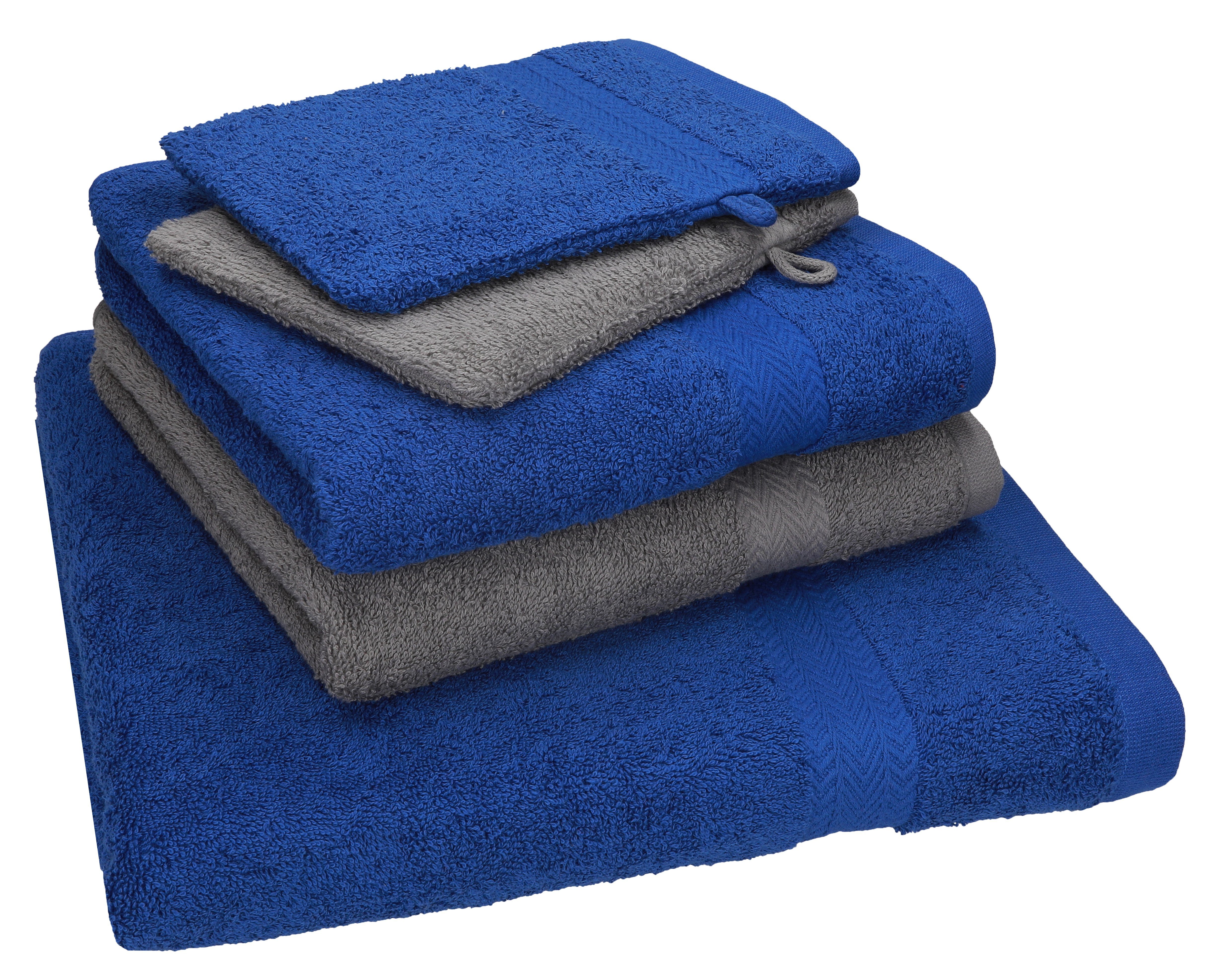 Duschtuch Baumwolle Waschhandschuhe, Handtuch Pack Handtücher Set (5-tlg) 2 2 5 Handtuch Betz Betz Single TLG. 1 100% Set royalblau Baumwolle,