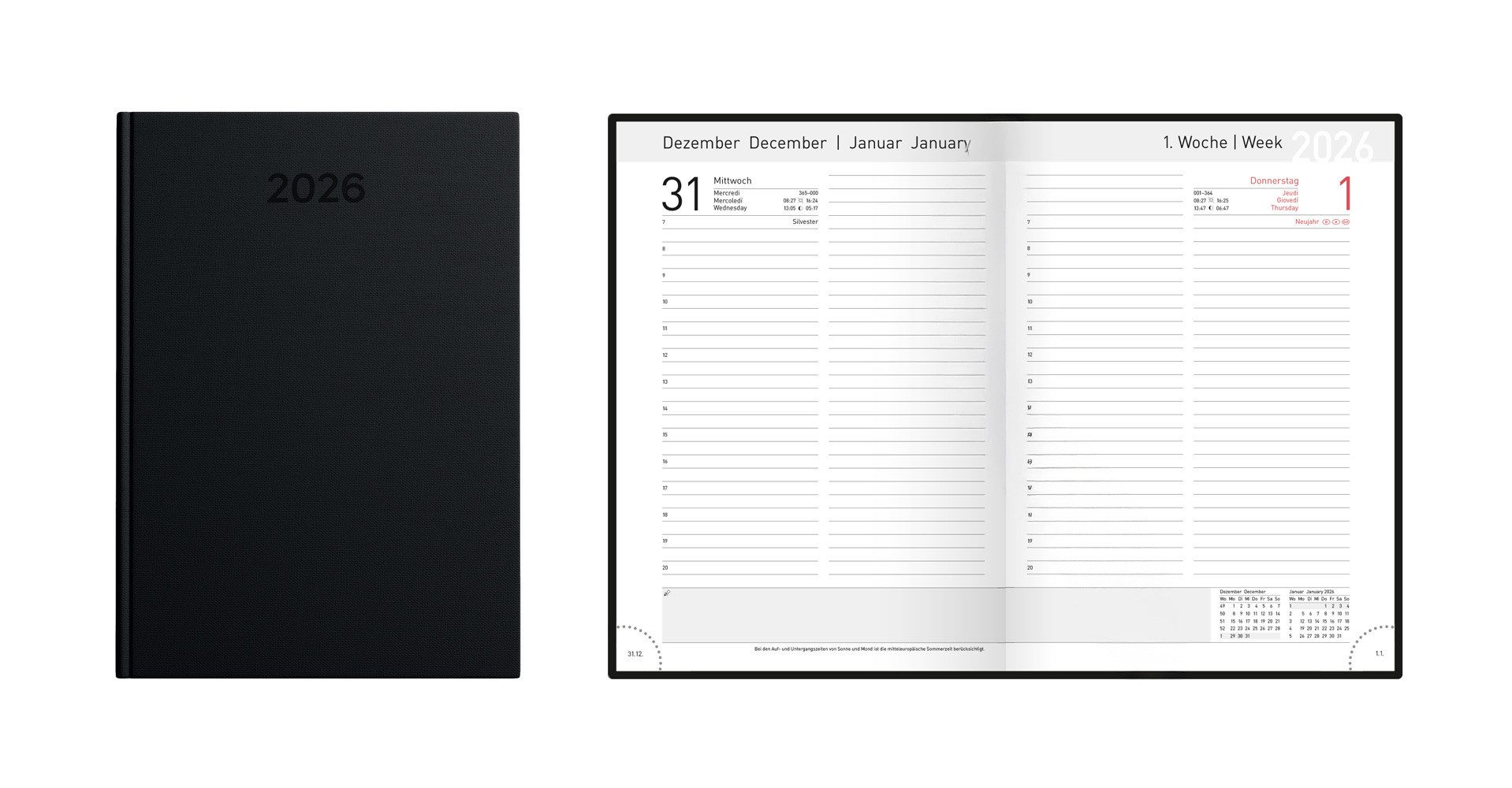 Idena Buchkalender Idena Buchkalender 2026 Basic schwarz DIN A5