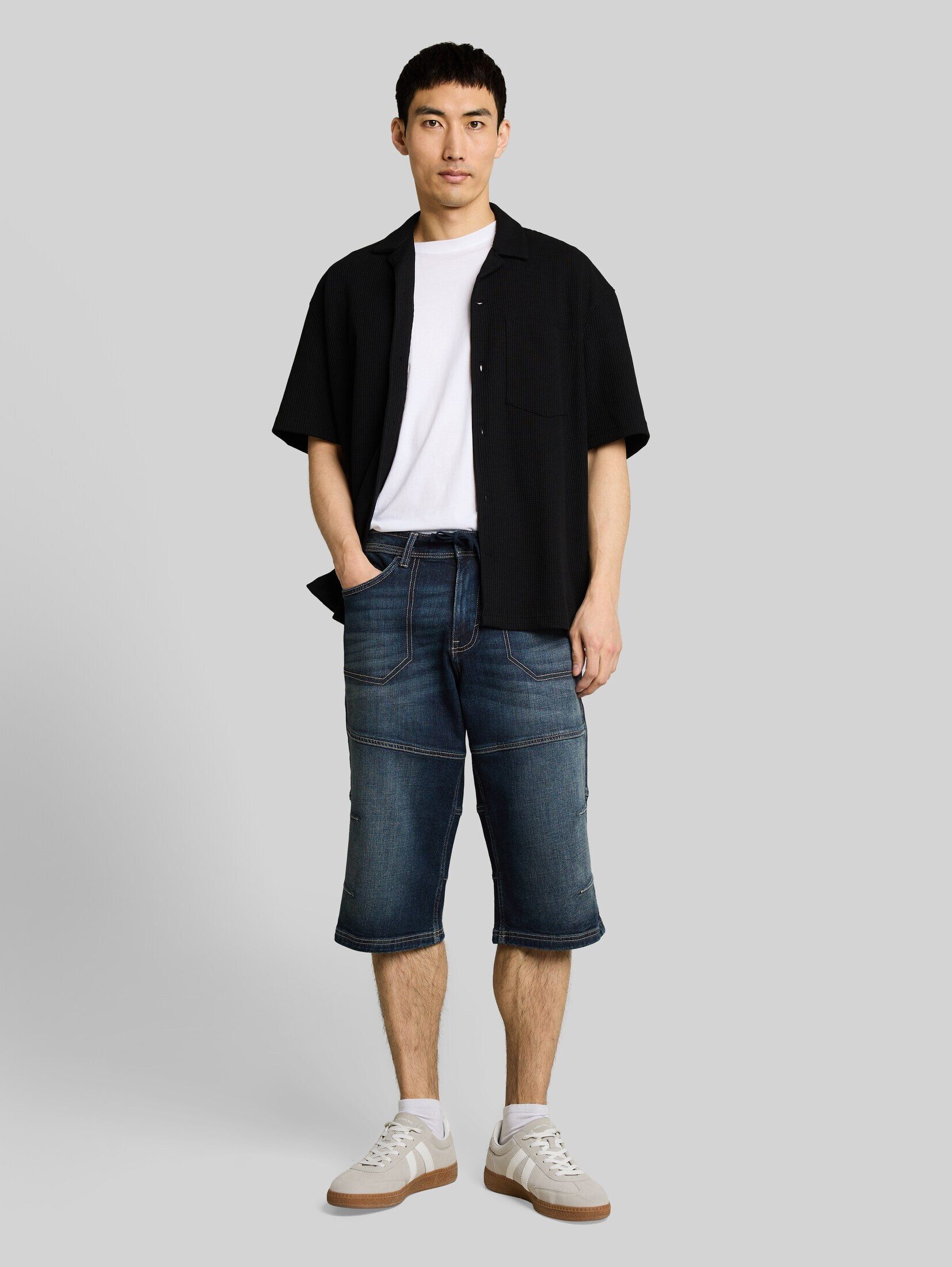 TOM TAILOR Jeansshorts Jeanshosen TTMORRIS RELAXED Overknee Jeans Shorts mit Stretch