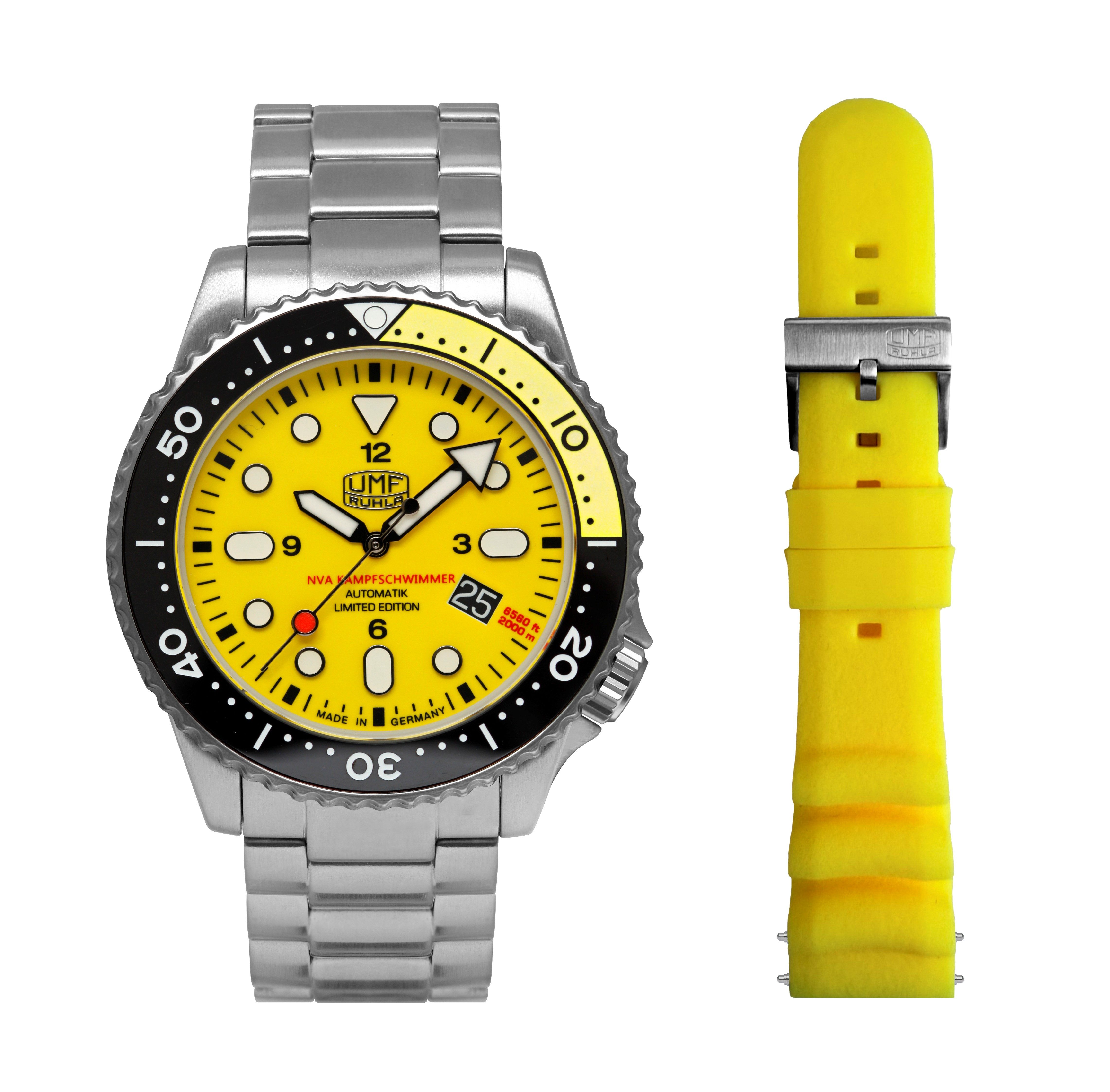 UMF Ruhla Taucheruhr Automatik-Taucheruhr 200 BAR wasserdicht, limitiert, Limitiert auf 50 Exemplare je Farbe, Heliumventil