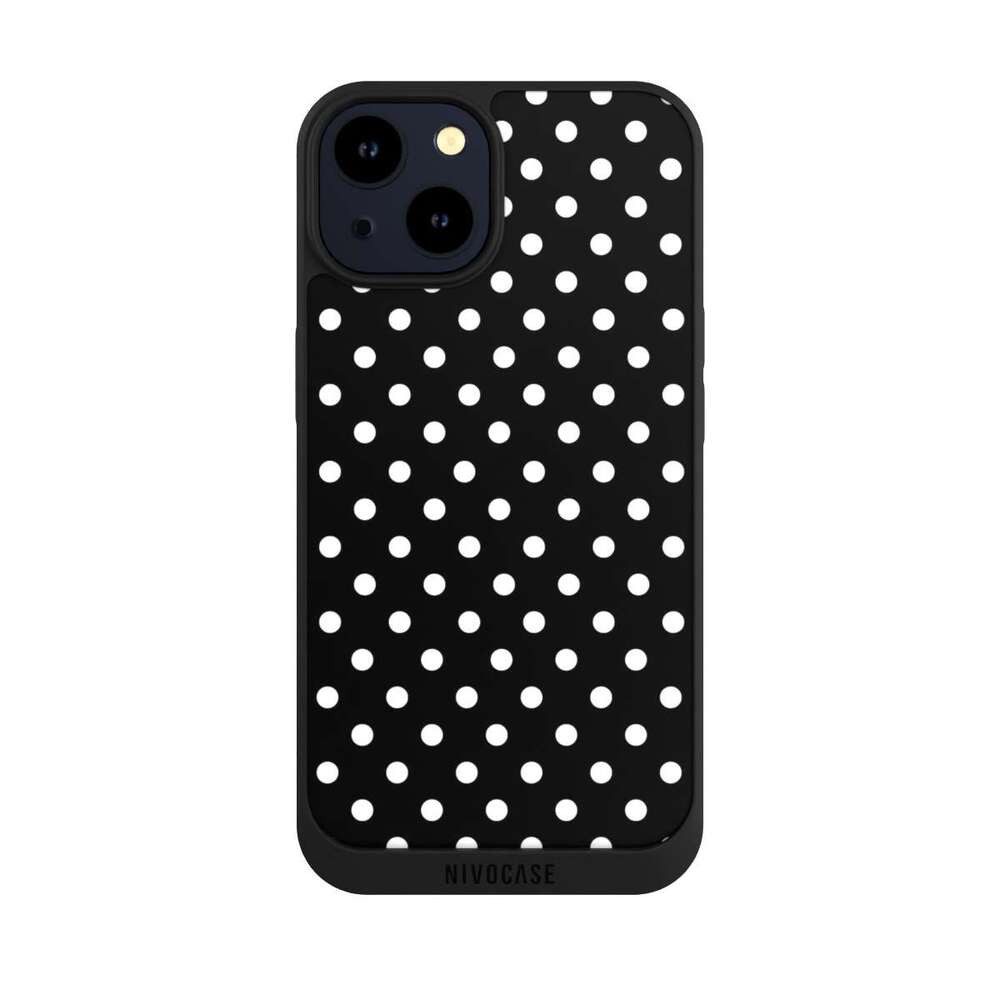 NIVOCASE Handyhülle Punkte Retro Polka Dots Polka Dots - schwarz und weiß, Apple iPhone 14 Handyhülle Hülle NIVOpure Case Schwarz