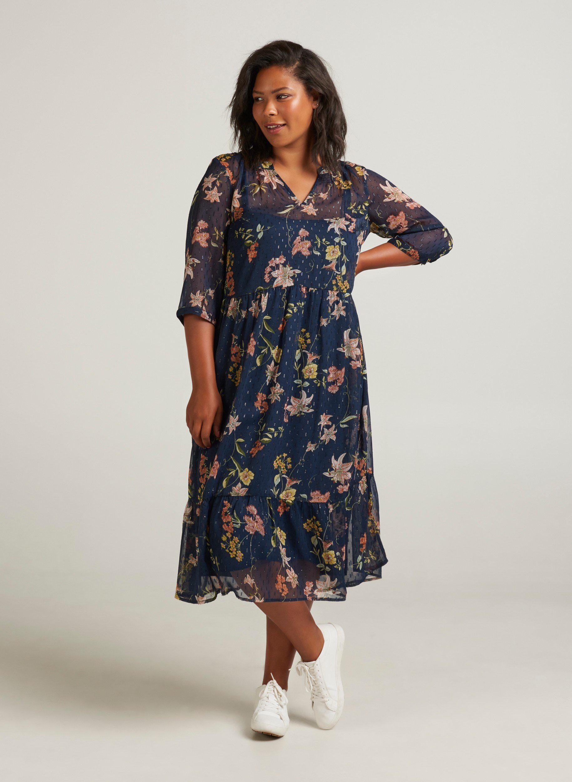 Zizzi Abendkleid Damen Große Größen Kleid Elegant Kurzarm ...