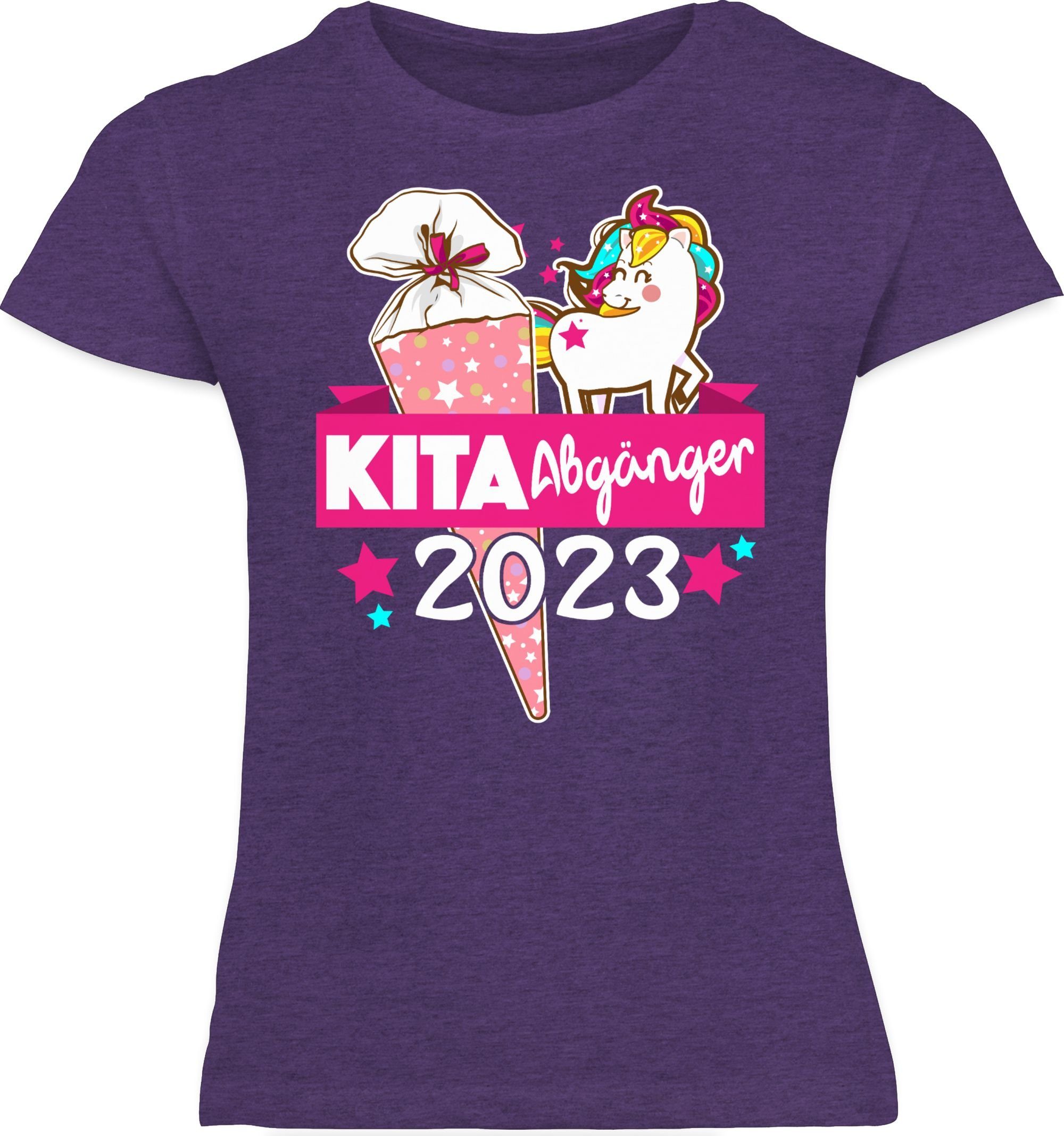 T-Shirt Kita Mädchen 1 Abgänger 2023 - Einschulung Shirtracer Meliert Lila