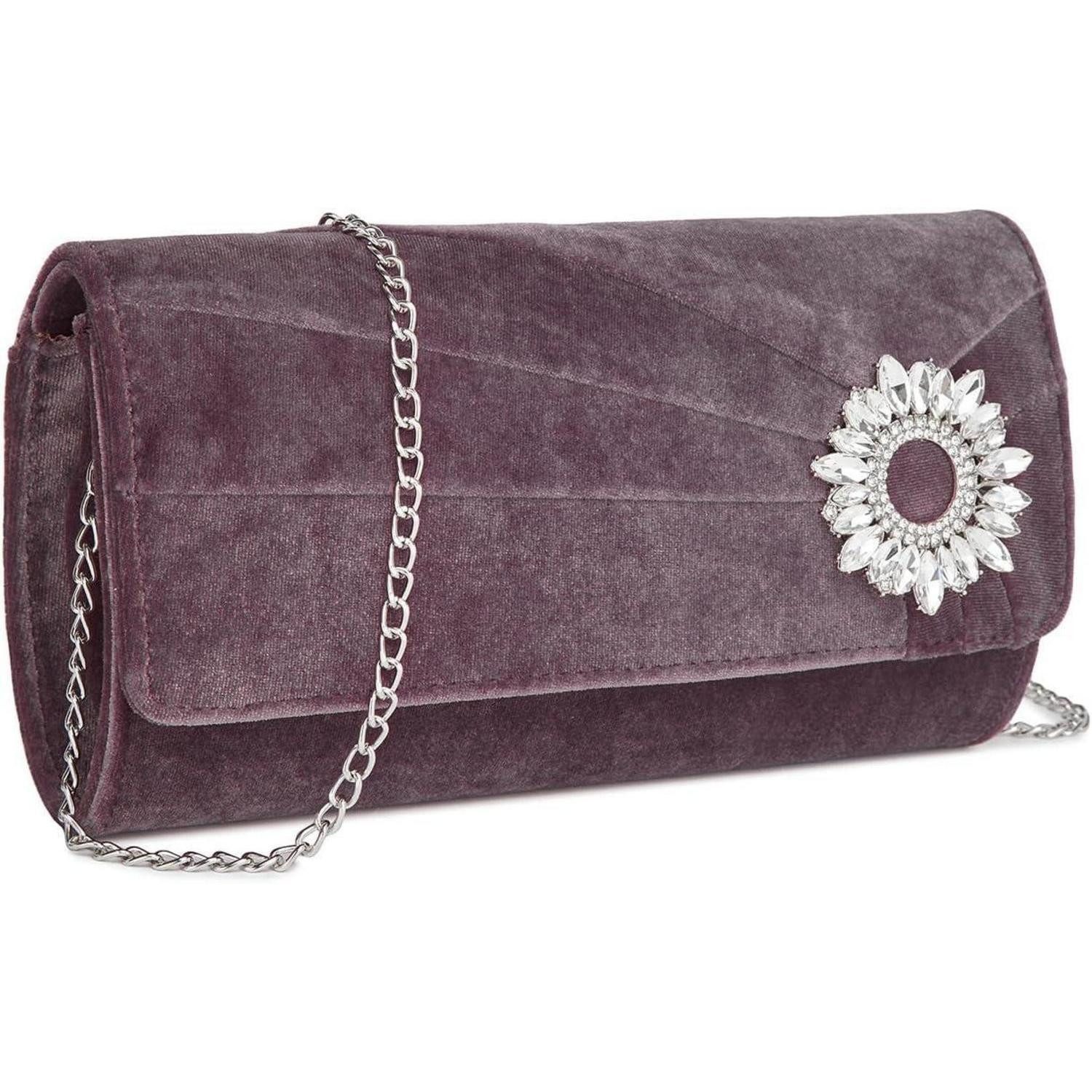 LuxusKollektion Clutch Clutch Damen Wildlederoptik Hochzeit Party Ball Lila-1