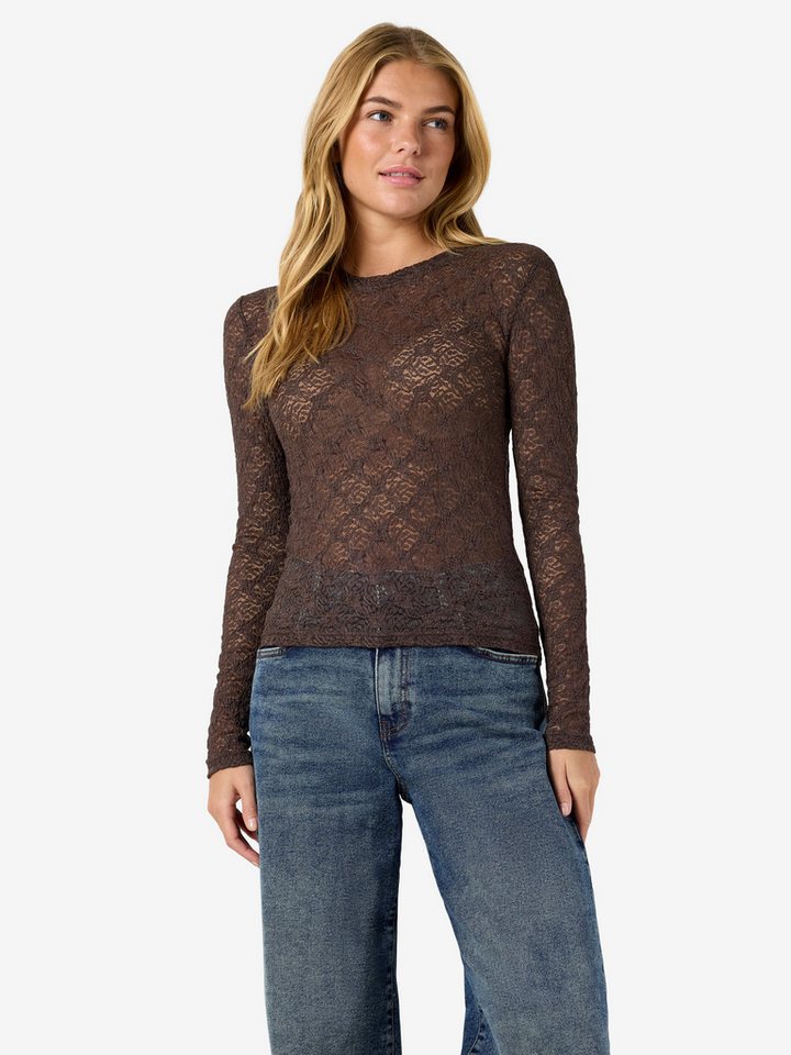 Noisy may Spitzenshirt NMJUDITH L/S LACE TOP NOOS Kunstfaser, regular fit