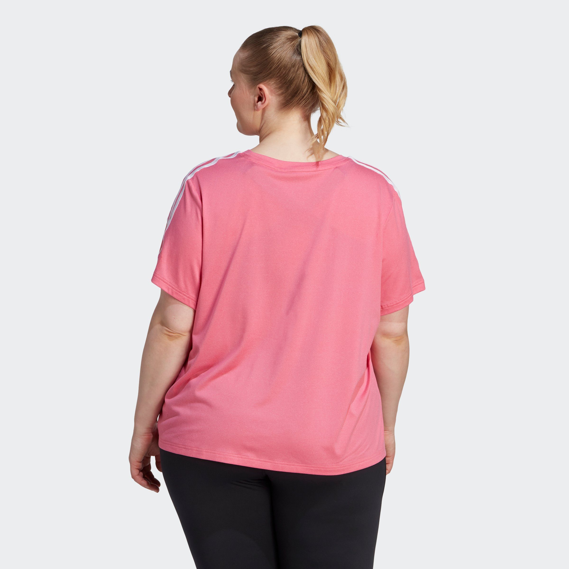 adidas Performance Pink TRAIN Fusion AEROREADY / ESSENTIALS GRÖSSEN – 3-STREIFEN T-Shirt White GROSSE