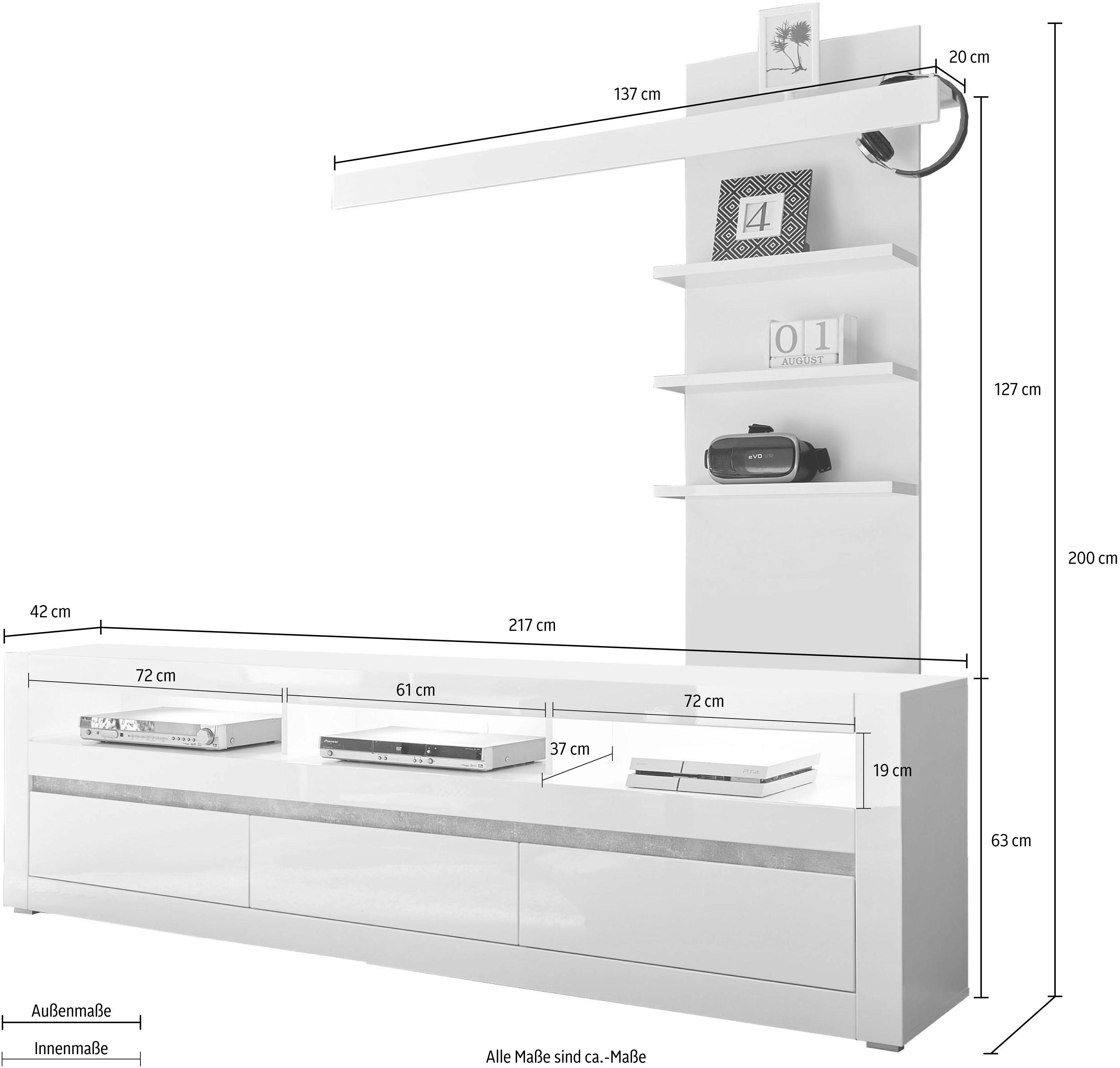Home affaire Wohnwand Carat, (2-tlg)