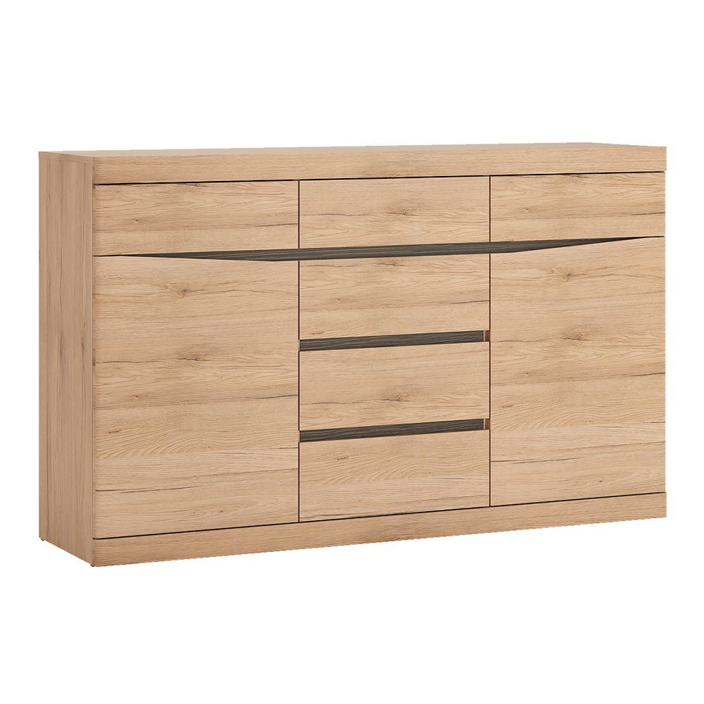 Lomadox Sideboard SANFORD-129, San Remo Eiche hell Nb., 6 Schubkästen, 2 Türen, Softclose