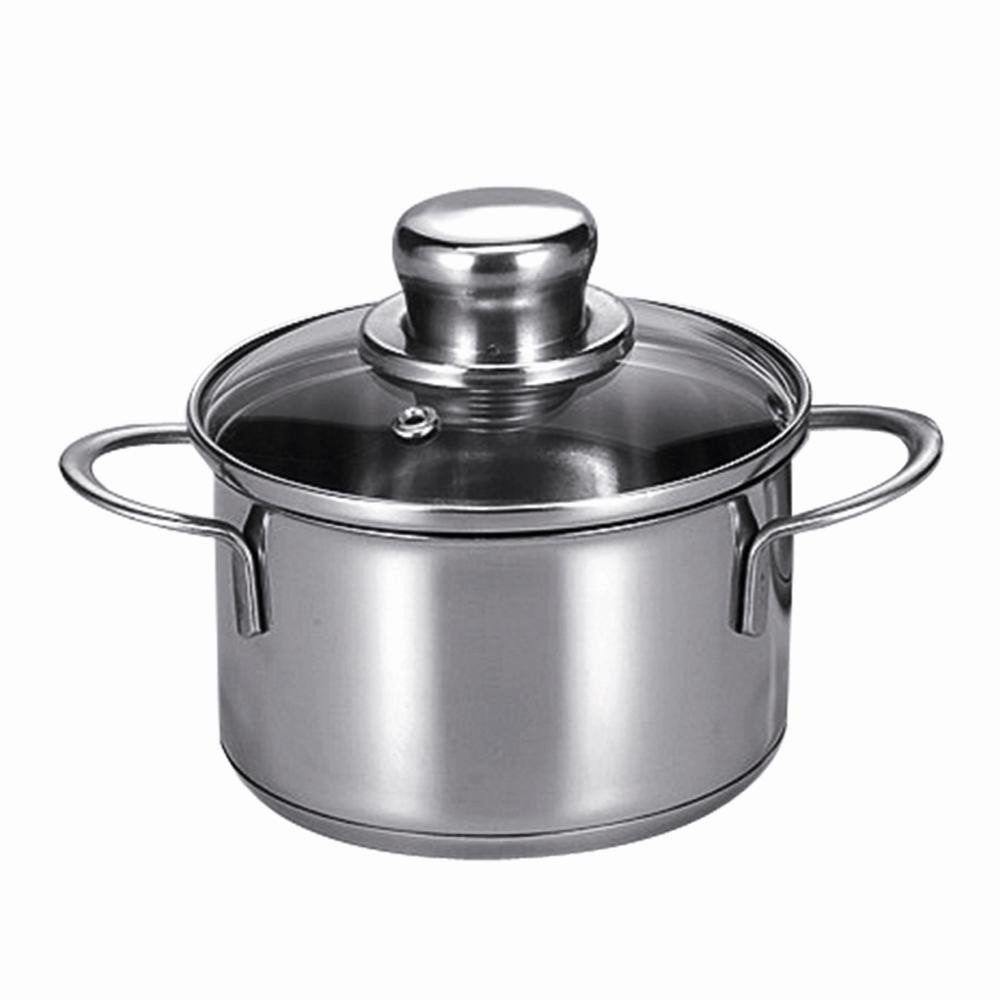 Krüger Kochtopf Fleischtopf 14cm SATURN Edelstahl rostfrei, Glasdeckel mit praktischem Abdampfventil