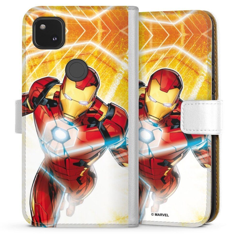 DeinDesign Handyhülle Iron Man on Fire, Google Pixel 4a Hülle Handy Flip Case Wallet Cover Handytasche Leder
