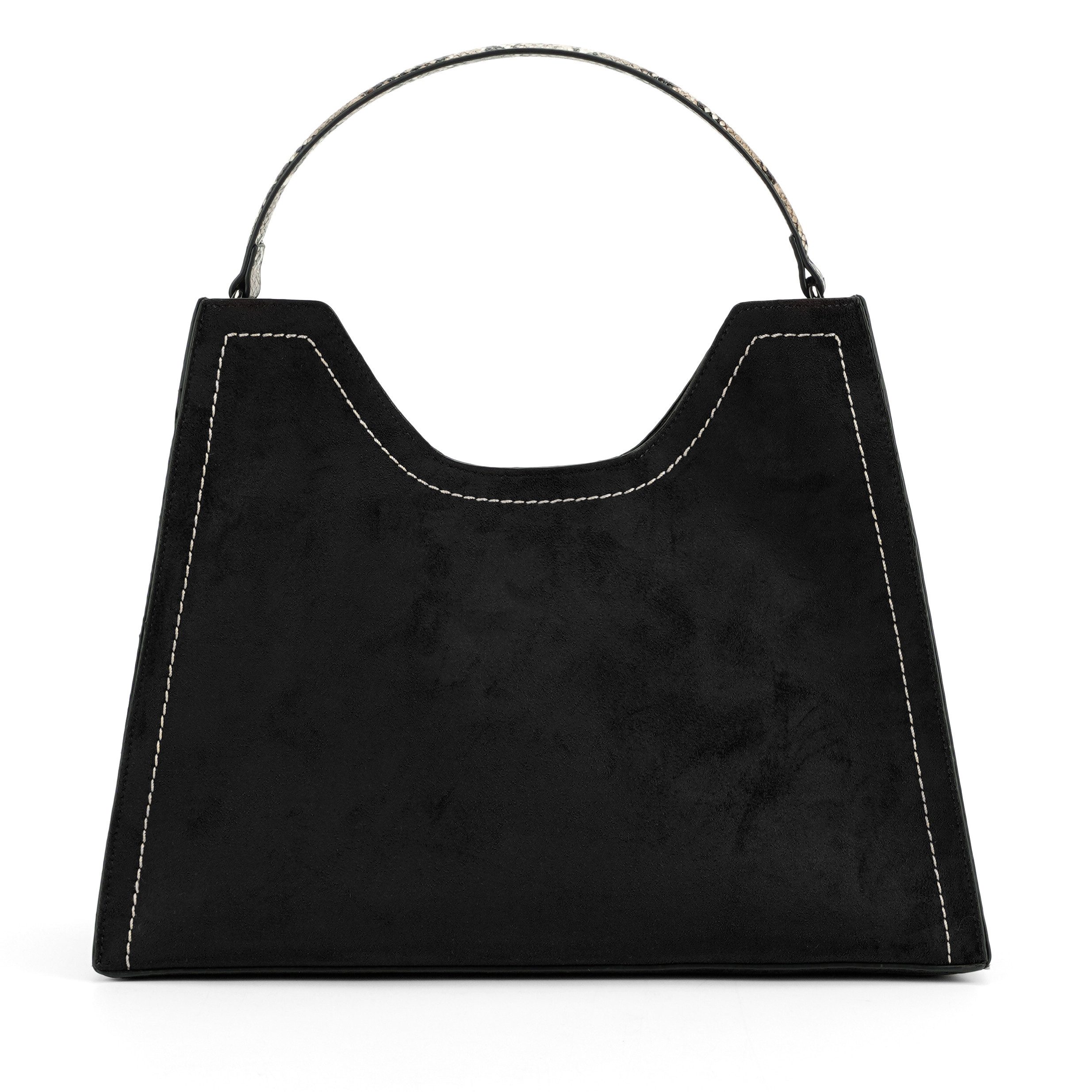 MIRROSI Umhängetasche Damen-Schultertasche Wildleder-Optik mit langen Riemen (ca.40x31x14cm), mit Schlangenmuster-Riemen