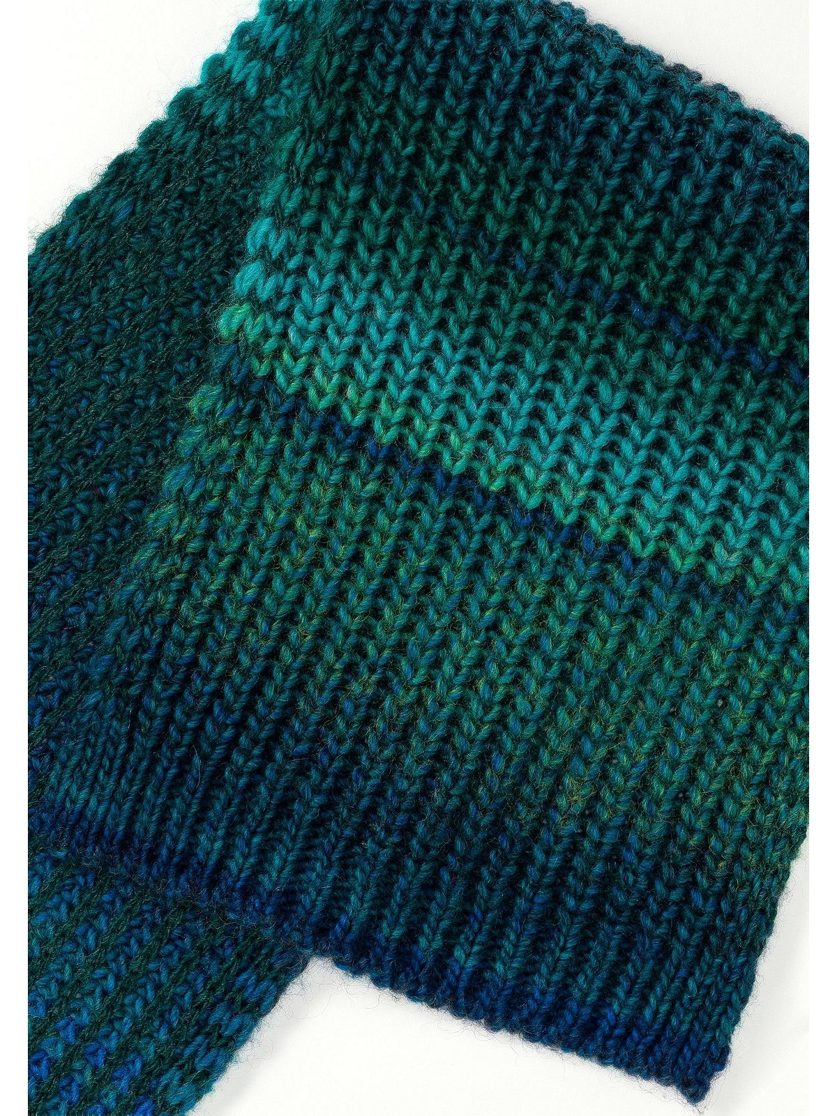 Farbverlauf, Größen, 180 Rippstrick, x in mit 28 grün-blau Große ca. Strickschal Sheego cm