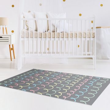 Läufer Teppich Vinyl Kinderteppich Kinderzimmer Muster lang modern, Bilderdepot24, Läufer - grau glatt