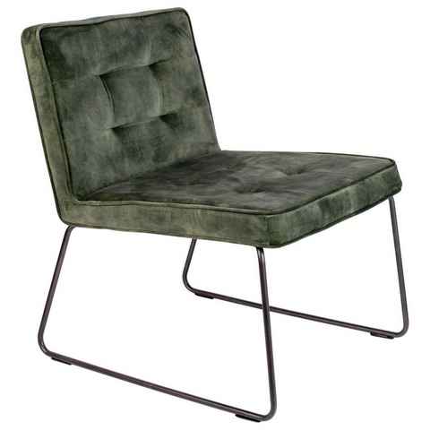 Trendmöbel24 Loungesessel Lounge Sessel CLARK Velvet Samtstoff Grau-Grün
