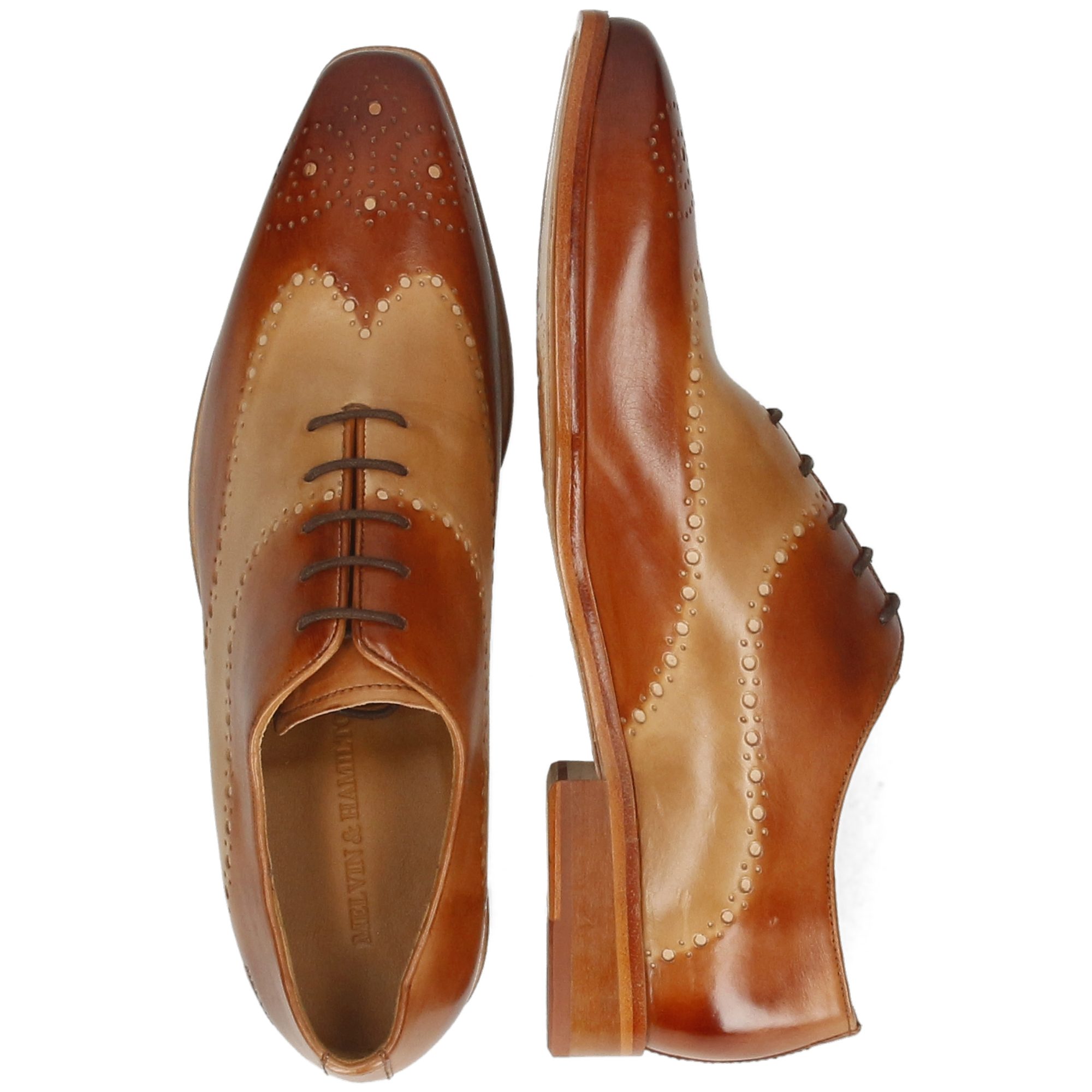 Melvin & Hamilton Lance 41 Leder-Schnürschuhe für Herren Schnürschuh Flache Absätze, Echtes Leder, Vegetabile Gerbung