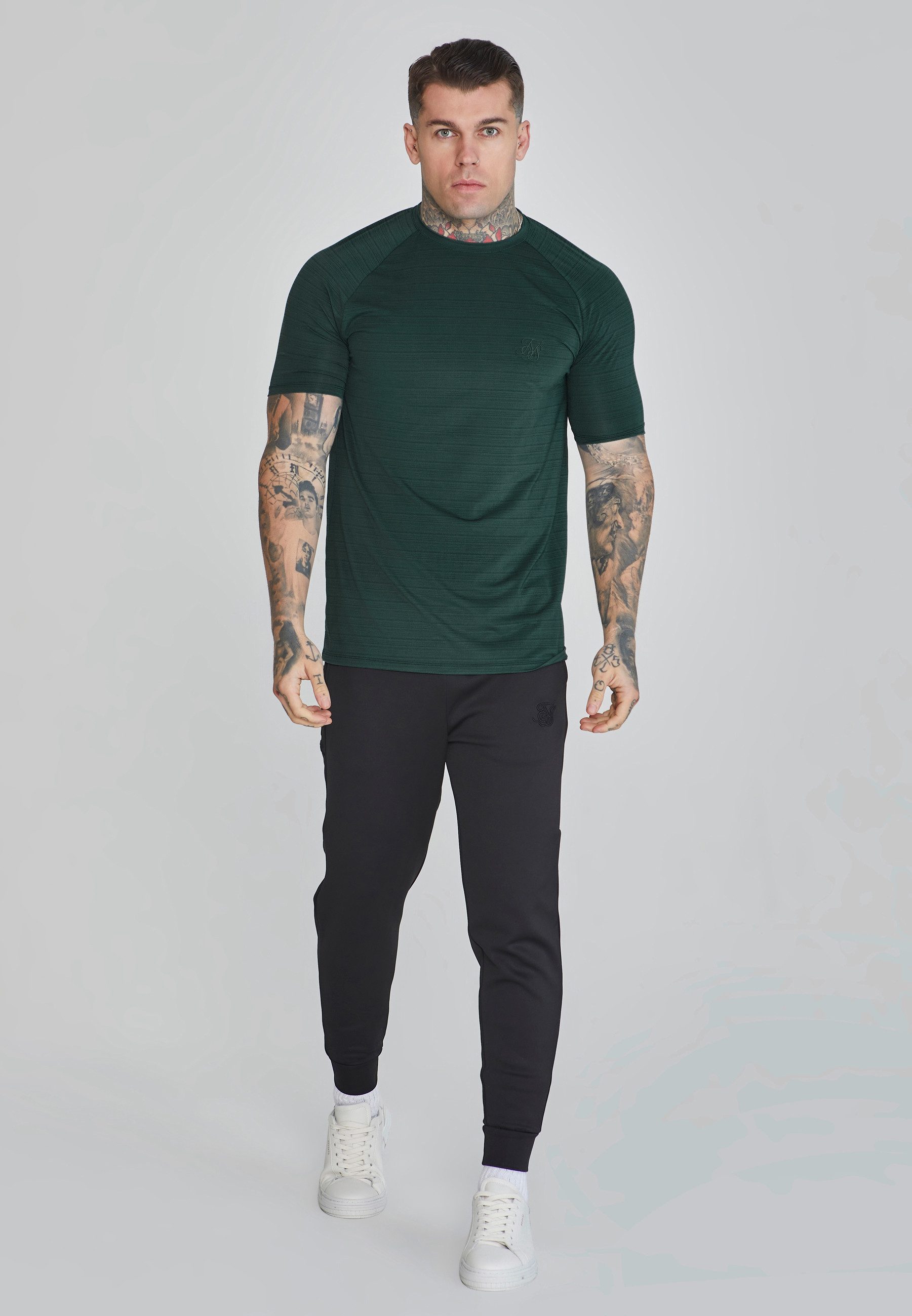 Siksilk T-Shirt SikSilk Herren Grünes Muscle Fit T-Shirt
