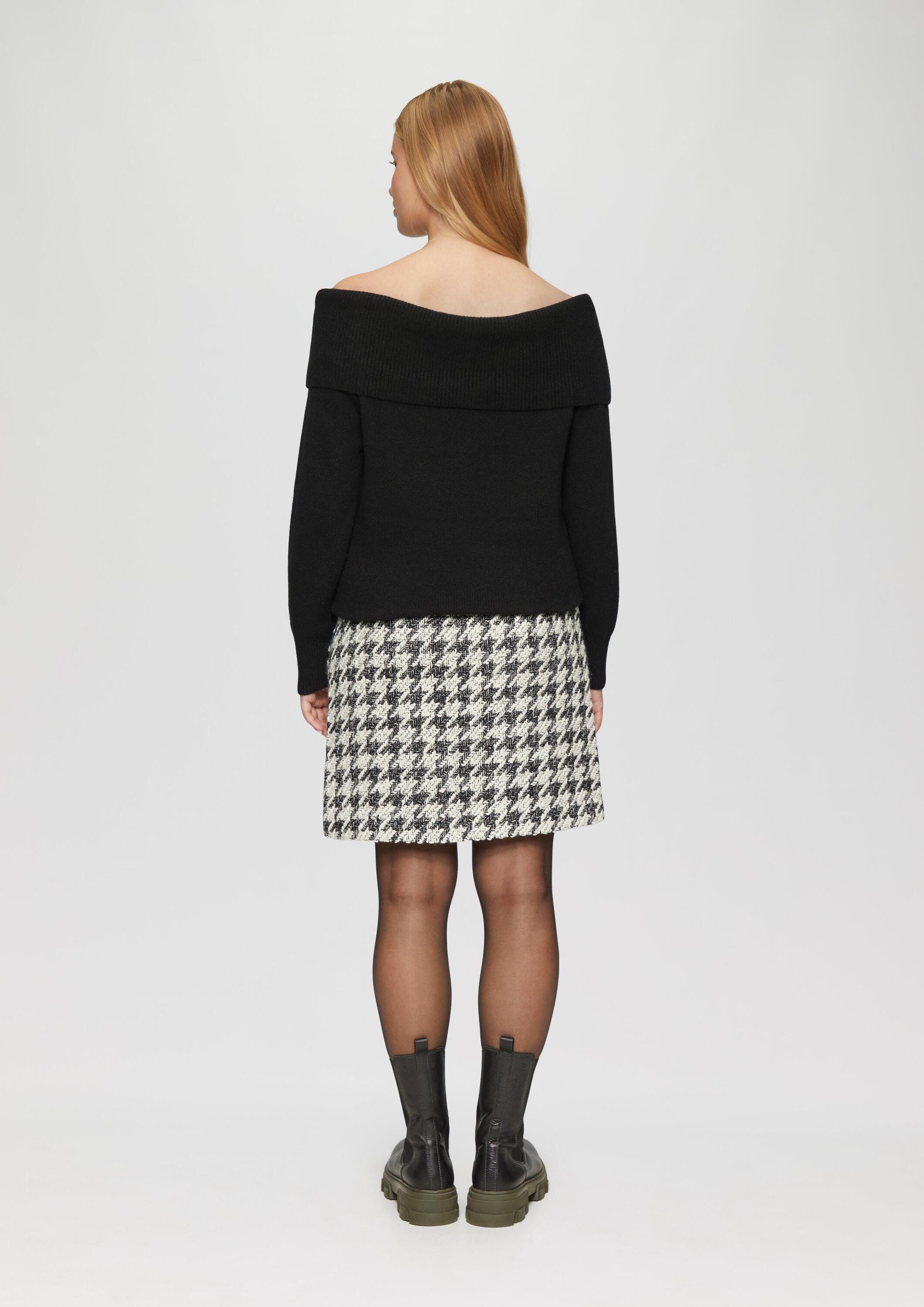 s.Oliver Longpullover Strickpullover Off-Shoulder Strickpullover mit Rippbündchen