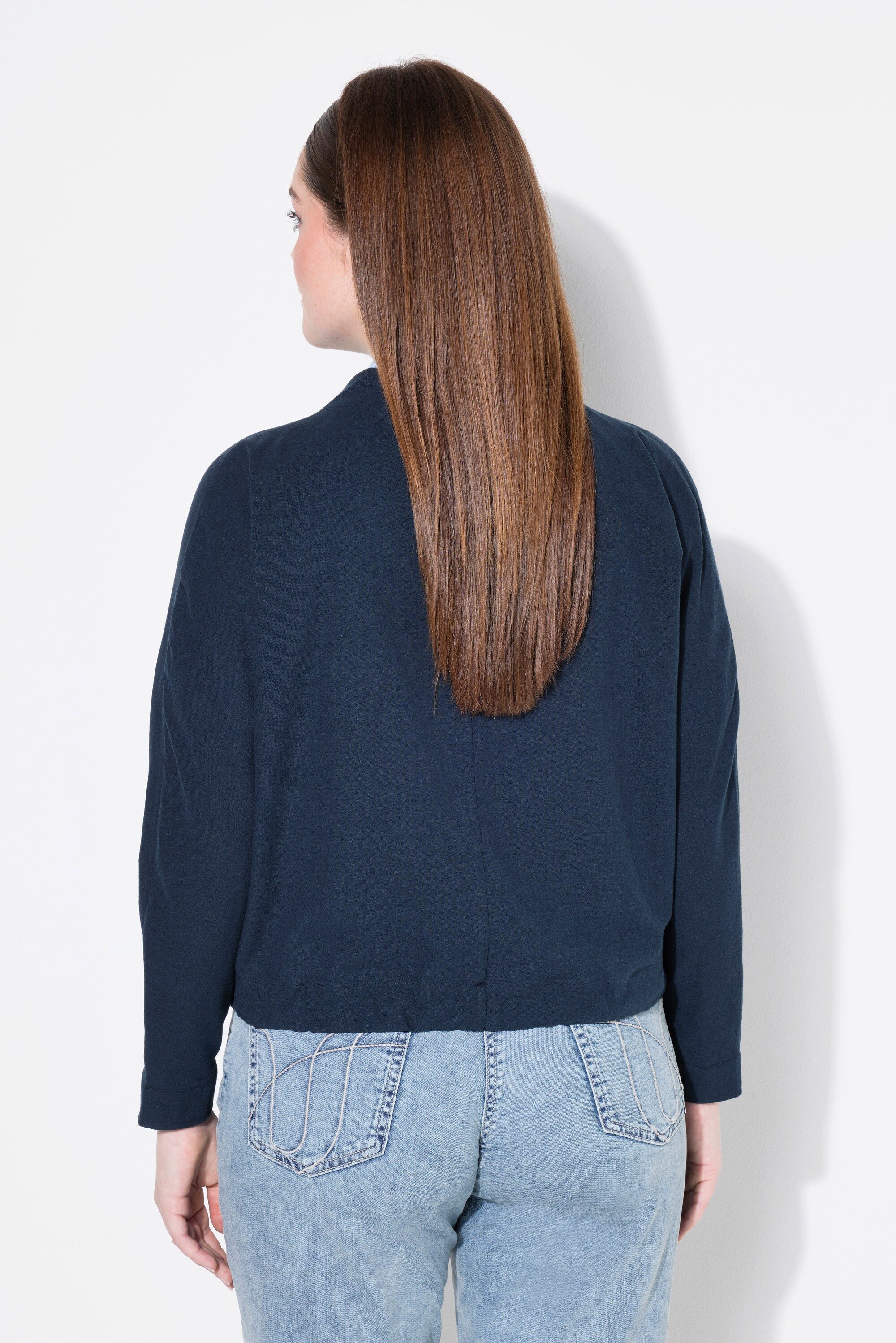 Ulla Popken Kurzjacke Bolero-Jacke Stehkragen Fledermaus-Langarm