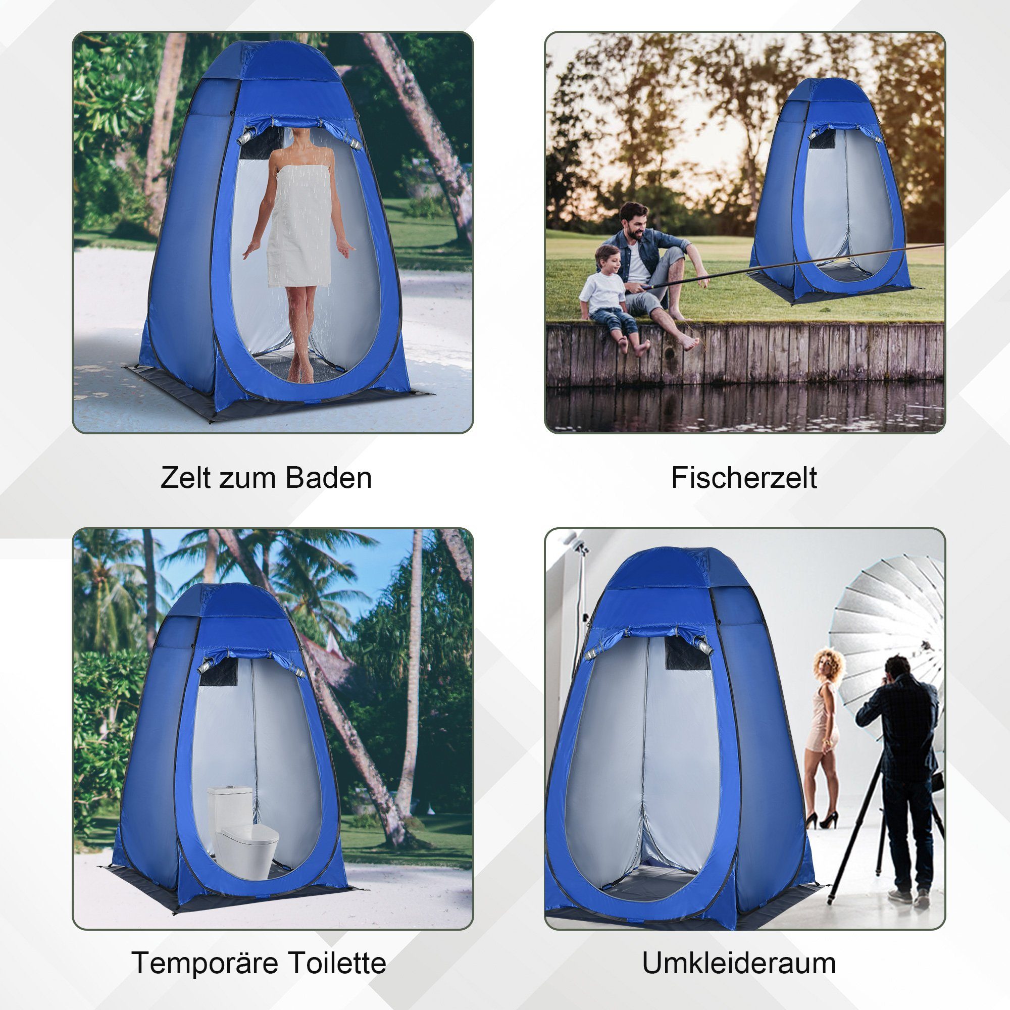 Schutz Personen: mit 1 Duschzelt, (Set, Transporttasche), 1 Faltzelt UV tlg., Outsunny