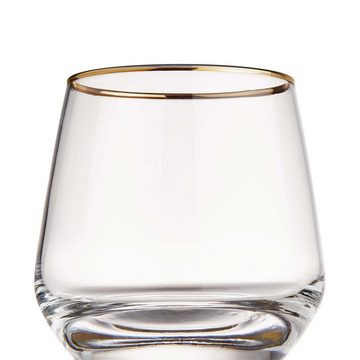 BUTLERS Glas TOUCH OF GOLD 6x Gläser mit Goldrand 345ml, Glas