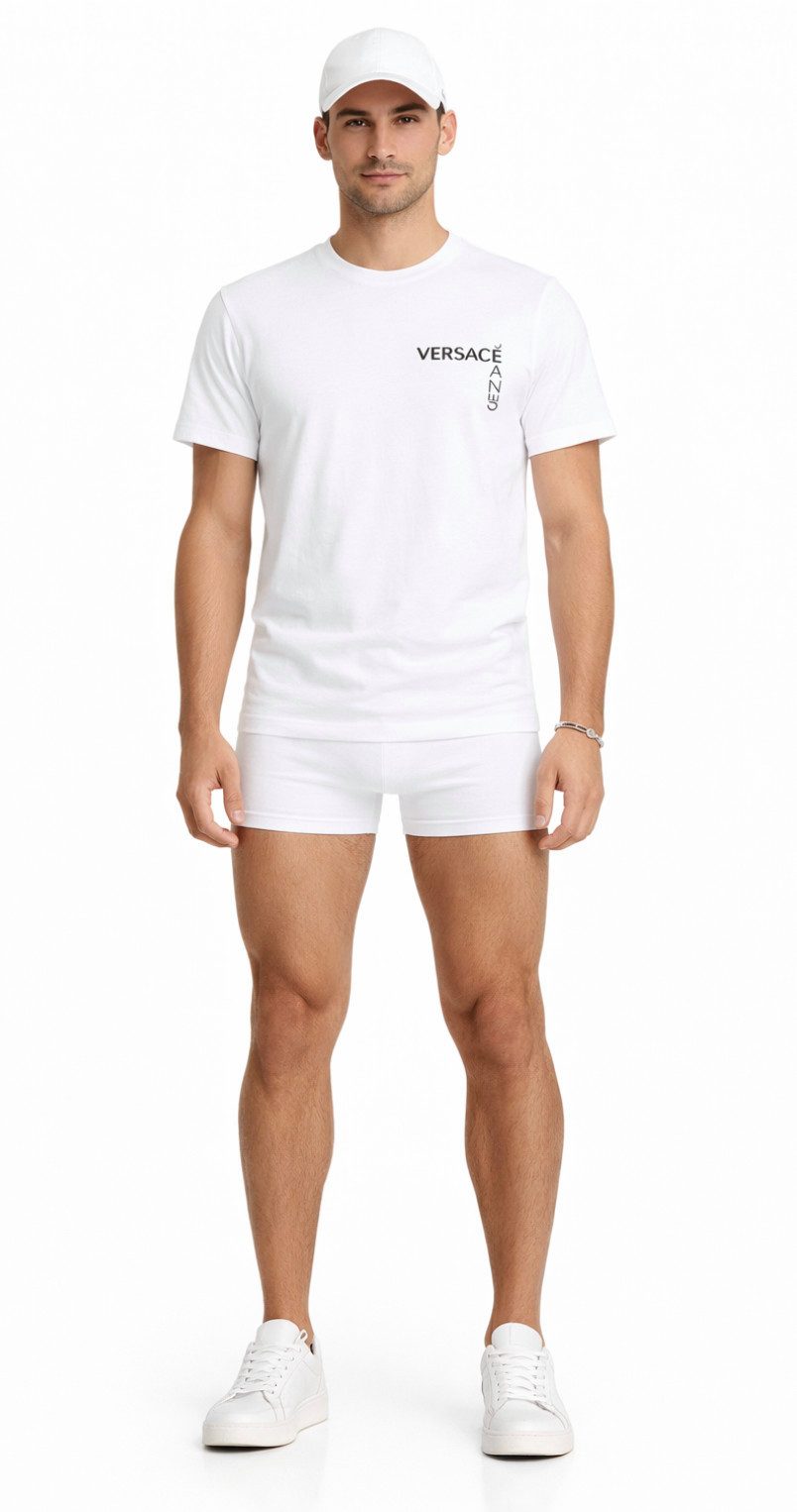 Versace Jeans Couture Print-Shirt T-Shirt Logo-Print Doppelte Nähte am Saum für bessere Formstabilität