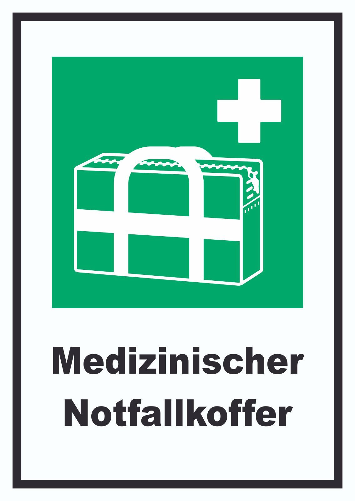 HB-Druck Hinweisschild Medizinischer Notfallkoffer Schild, wetterfest, stabil, UV-beständig, kratzfest