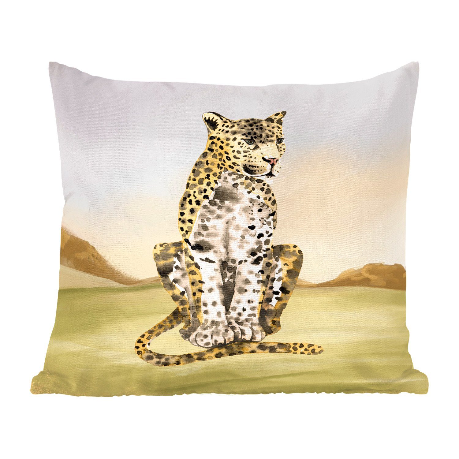 MuchoWow Dekokissen Leopard - Dschungel für mit Schlafzimmer, Füllung Deko, - Zierkissen Sofakissen Gras, Wohzimmer