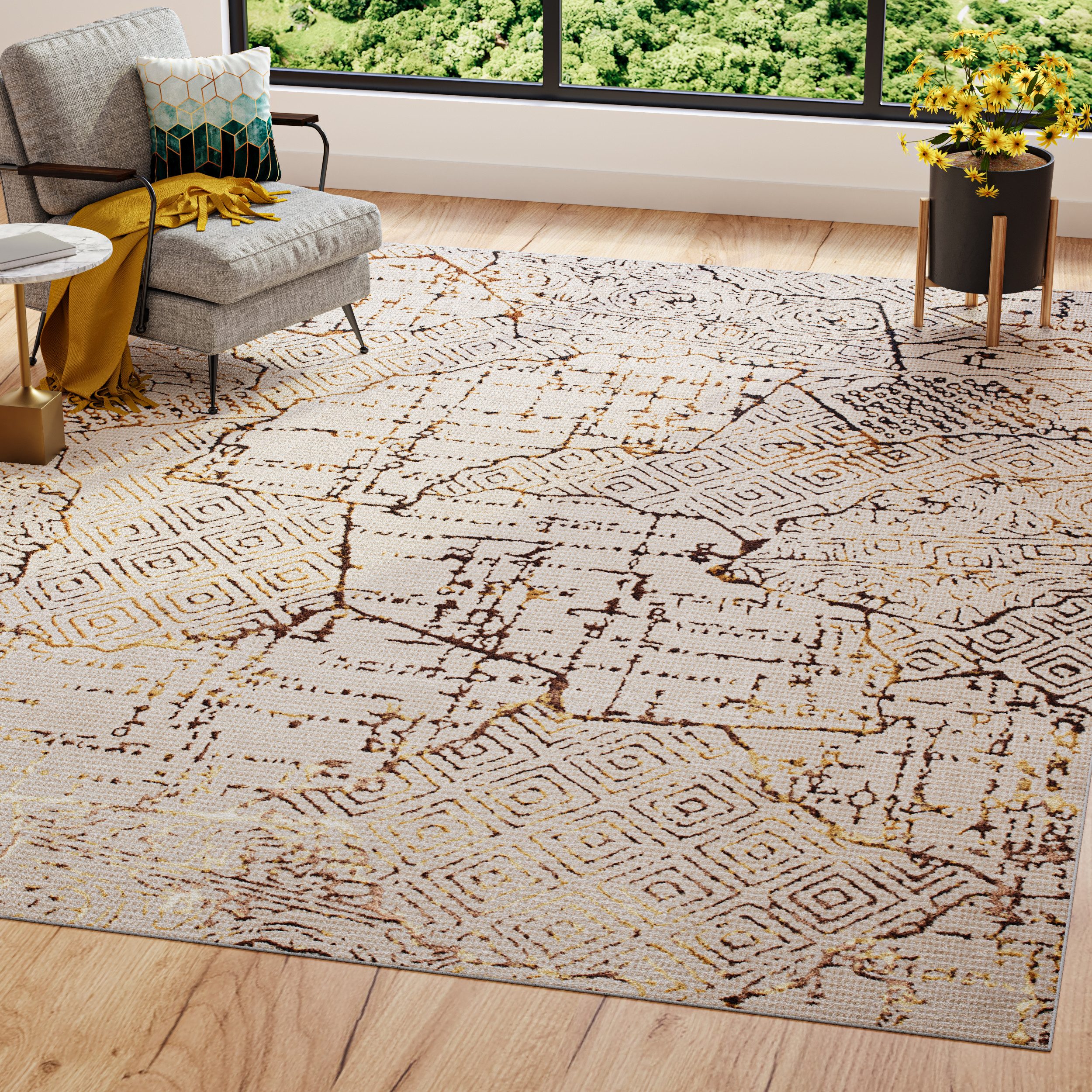 Tapiso Designteppich GOLDEN, rechteckig, Höhe: 16 günstig online kaufen