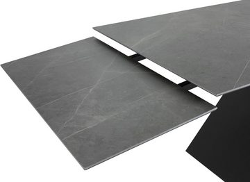 Places of Style Esstisch »EMME-A«, mit einer besonderen Keramiktischplatte und schönem schwarzen Metallgestell, inklusive einer praktischen Auszugsfunktion