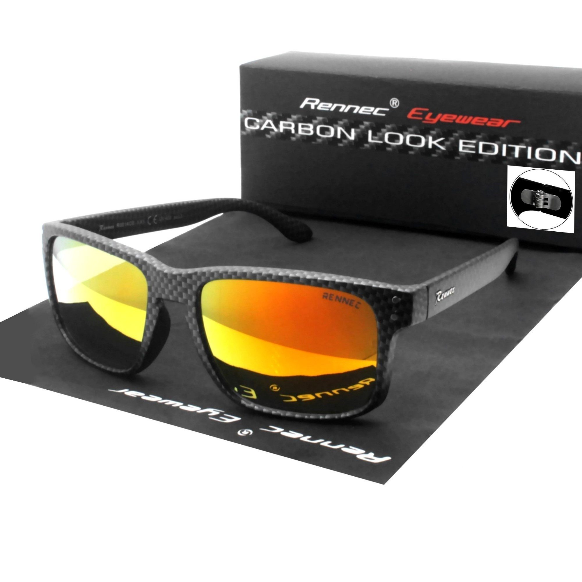 Rennec Sonnenbrille (Rechteckige Herren Sonnenbrille mit Brillenbeutel) Bri günstig online kaufen