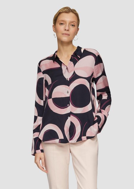 s.Oliver BLACK LABEL Langarmbluse Satinierte Longbluse mit Falten-Details günstig online kaufen