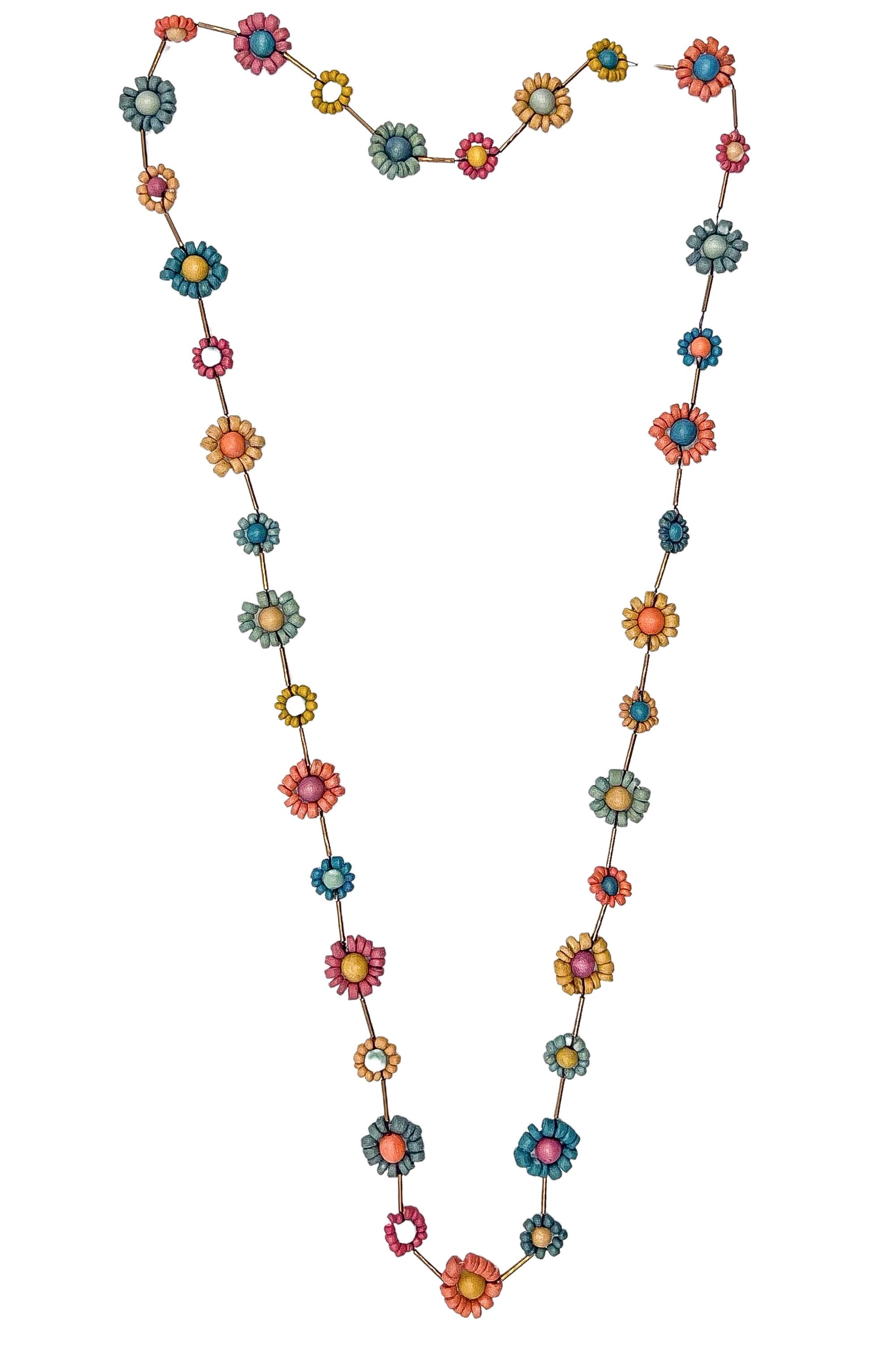 COLLEZIONE ALESSANDRO Lange Kette Blume, Blumen, geformt aus kleinen Holzperlen