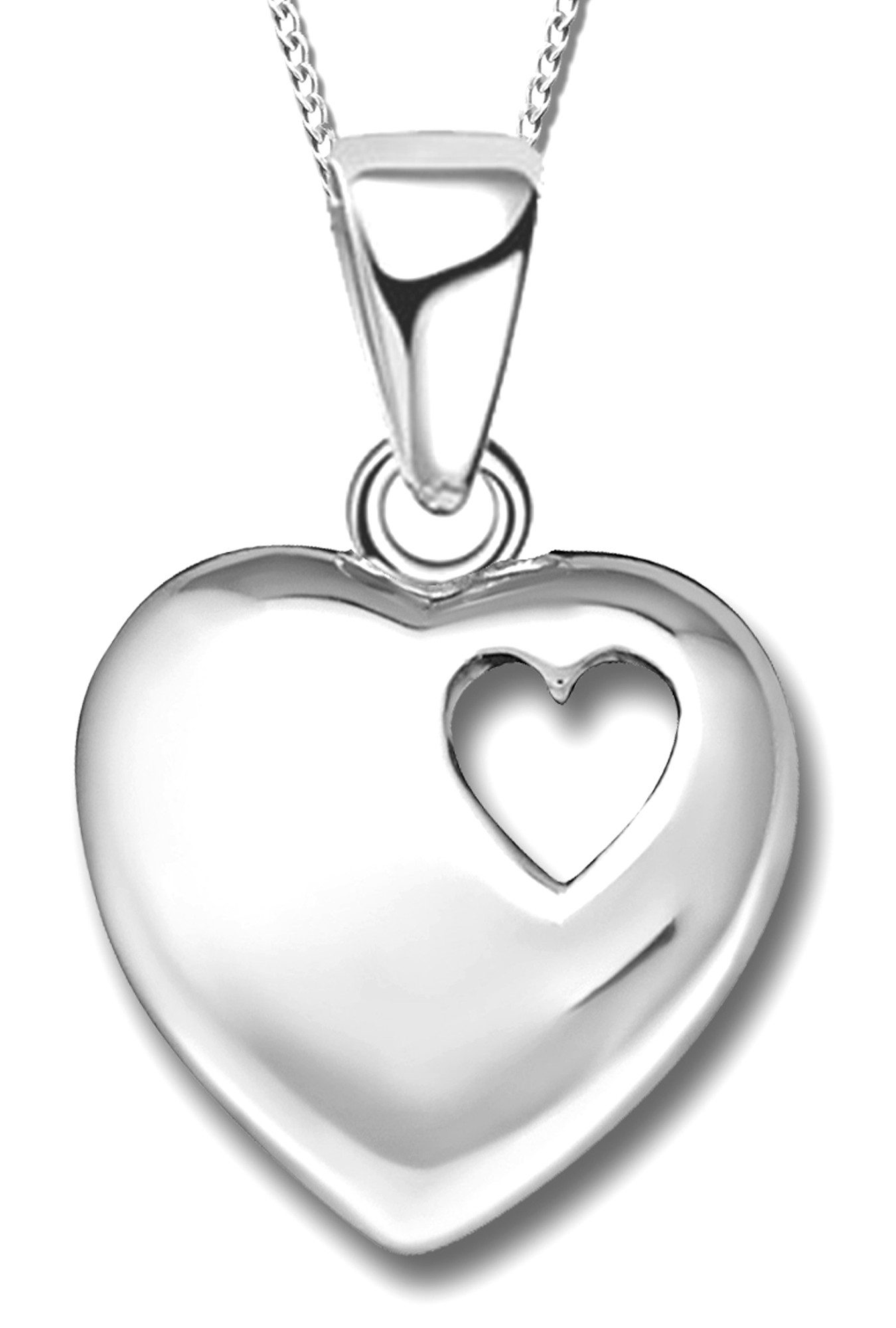 Herzkette Damen Mädchen 925 Silber Kette mit Herz Anhänger Silberkette